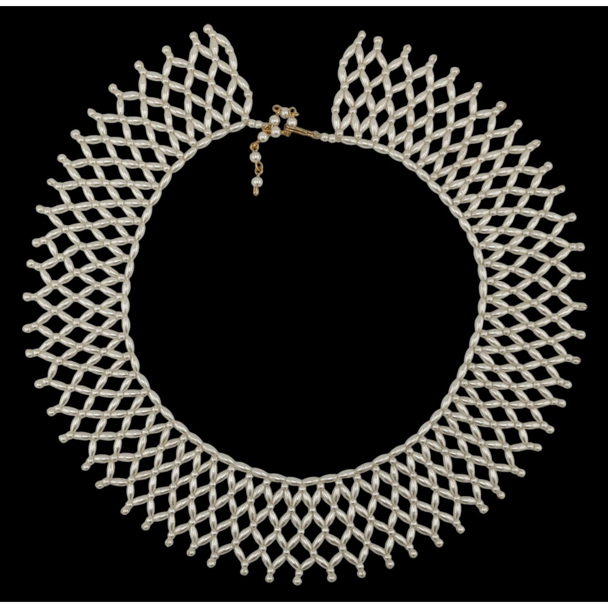 Handmade Vintage Handmade Faux Pearl Beaded Collar Necklace Size ONE SIZE - 2 Thumbnail