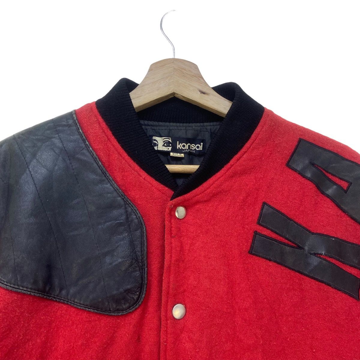 Kansai Yamamoto Vintage🔥80s Kansai Yamamoto Wool + Leather Bomber Varsity Size US S / EU 44-46 / 1 - 22 Thumbnail