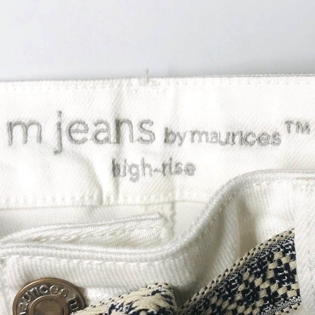 Vintage Maurices Women White Bohemian Hipster High-Rise Belted Denim Jean Shorts L 14 Shirt Womens Casual Size 36" / US 14 / IT 50 - 3 Thumbnail