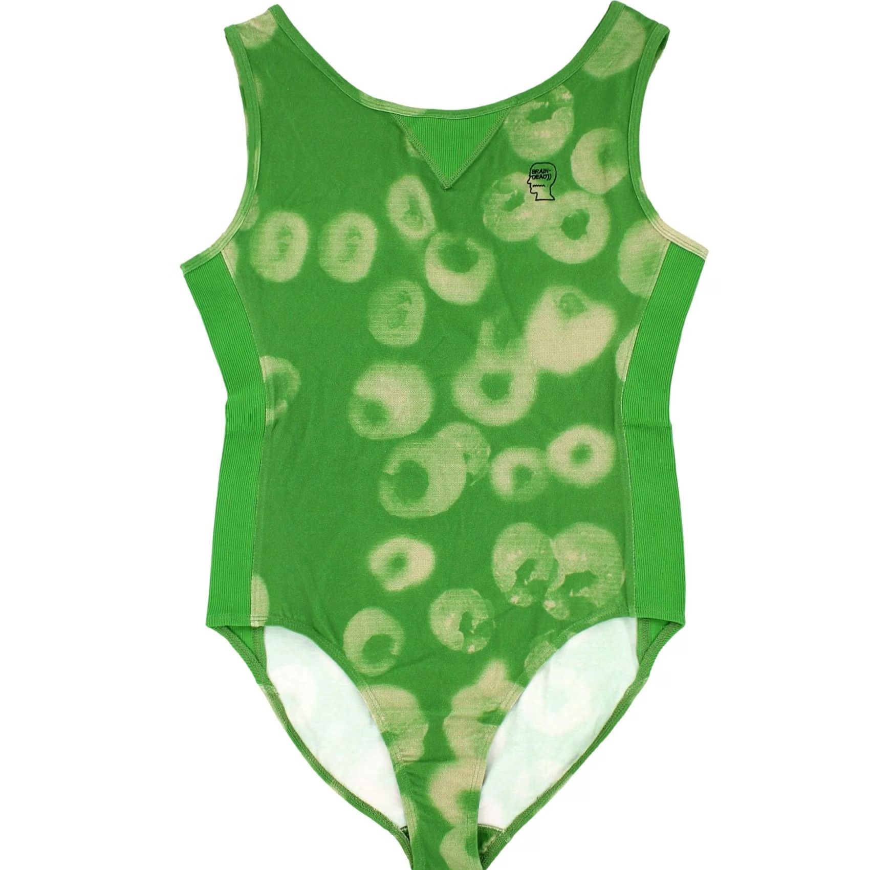 Brain Dead Brain Dead Sponge Dye Bodysuit Women’s Rib Knit Embroidered Green L Tank, Casual, Workwear, 90% Cotton 10% Spandex, Large, Sleeveless, VINTAGE? No Size L / US 10 / IT 46 - 2 Thumbnail