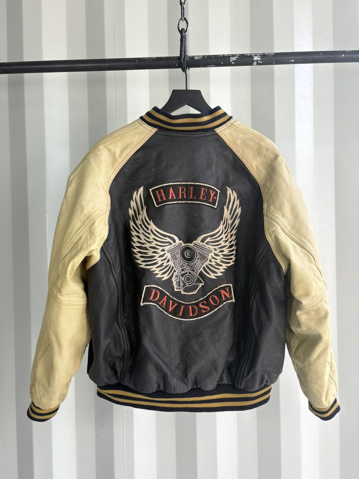 Harley Davidson Harley Davidson Varsity Wool Leather Jacket GRUNGE THRASHED Size US XXL / EU 58 / 5 - 2 Thumbnail