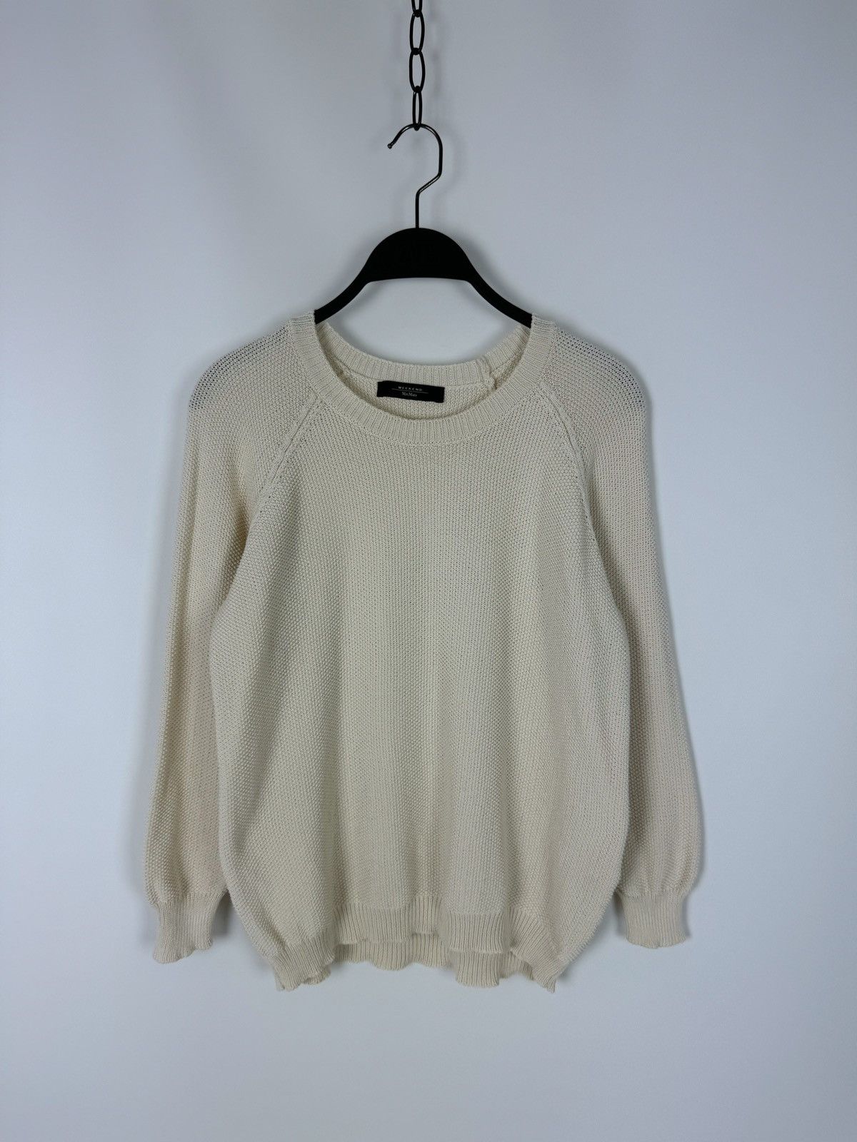 Weekend Max Mara Weekend Max Mara Beige Cotton Basic Sweater Size M / US 6-8 / IT 42-44 - 2 Thumbnail
