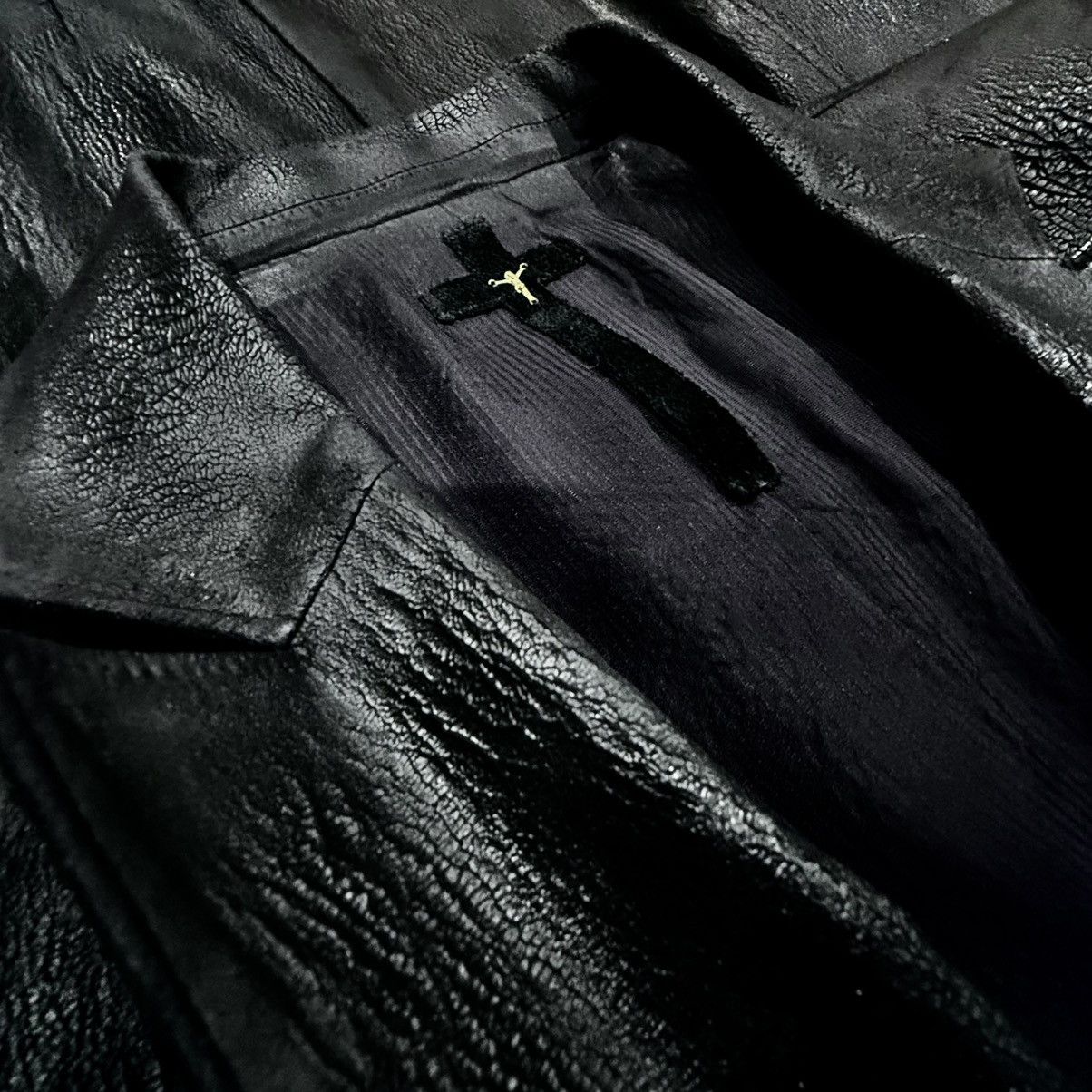 14th Addiction × Japanese Brand × Le Grande Bleu (L.G.B.) LGB - Late 00s Crack Coating "Back Cross" Blazer Size 46S - 6 Thumbnail