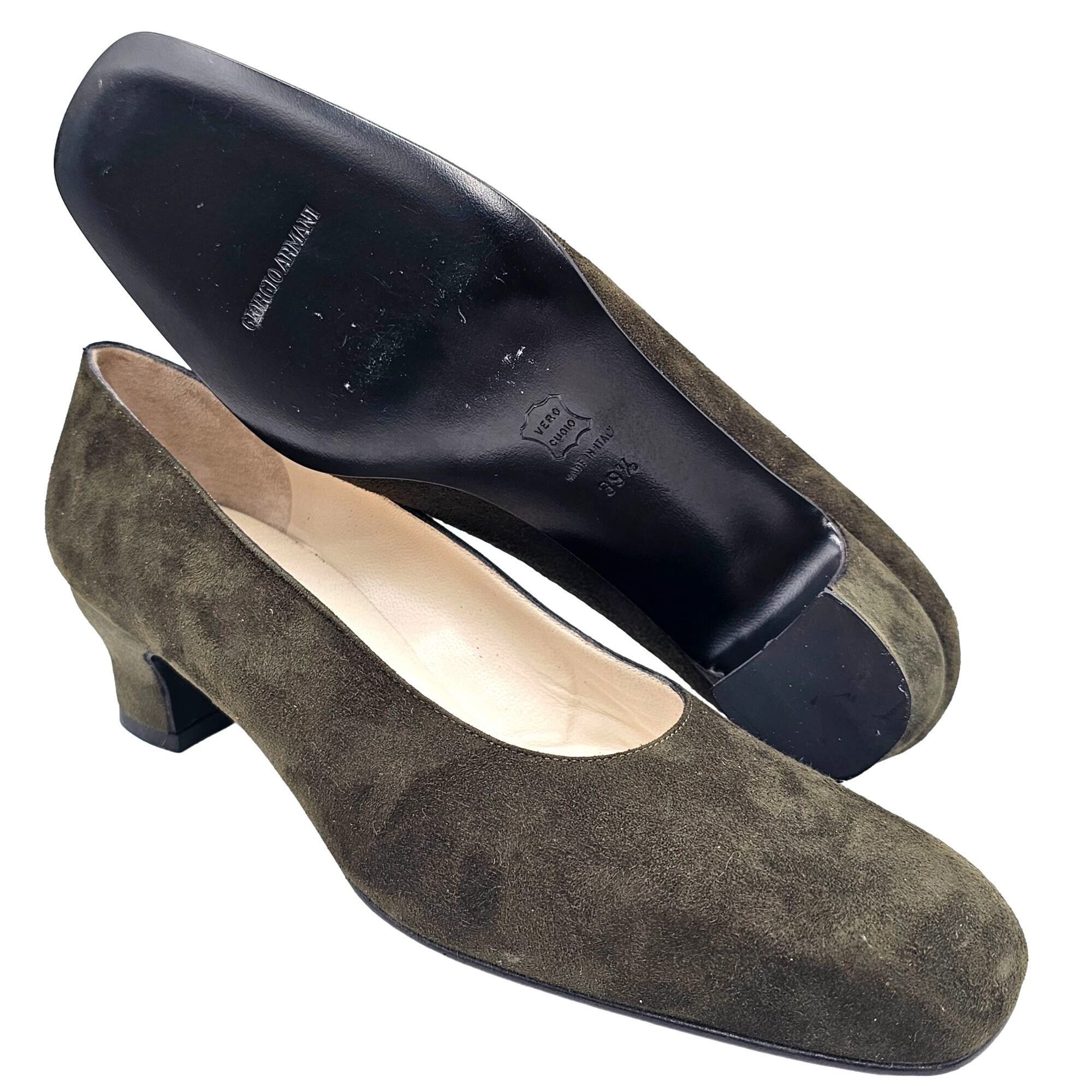 Giorgio Armani NEW Giorgio Armani Women 9M Italian Dark Green Suede Leather Size US 9 / IT 39 - 10 Thumbnail