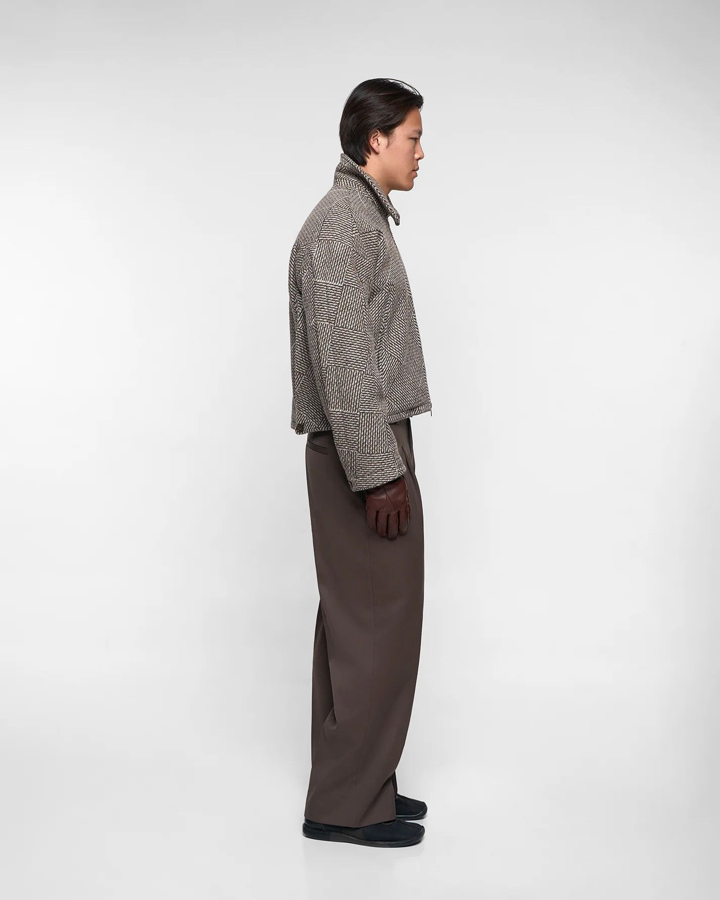 Ojardorf 💚 O. FILES Chess Wool Jacket in Mocha/Cream Small NEW Size US S / EU 44-46 / 1 - 10 Thumbnail