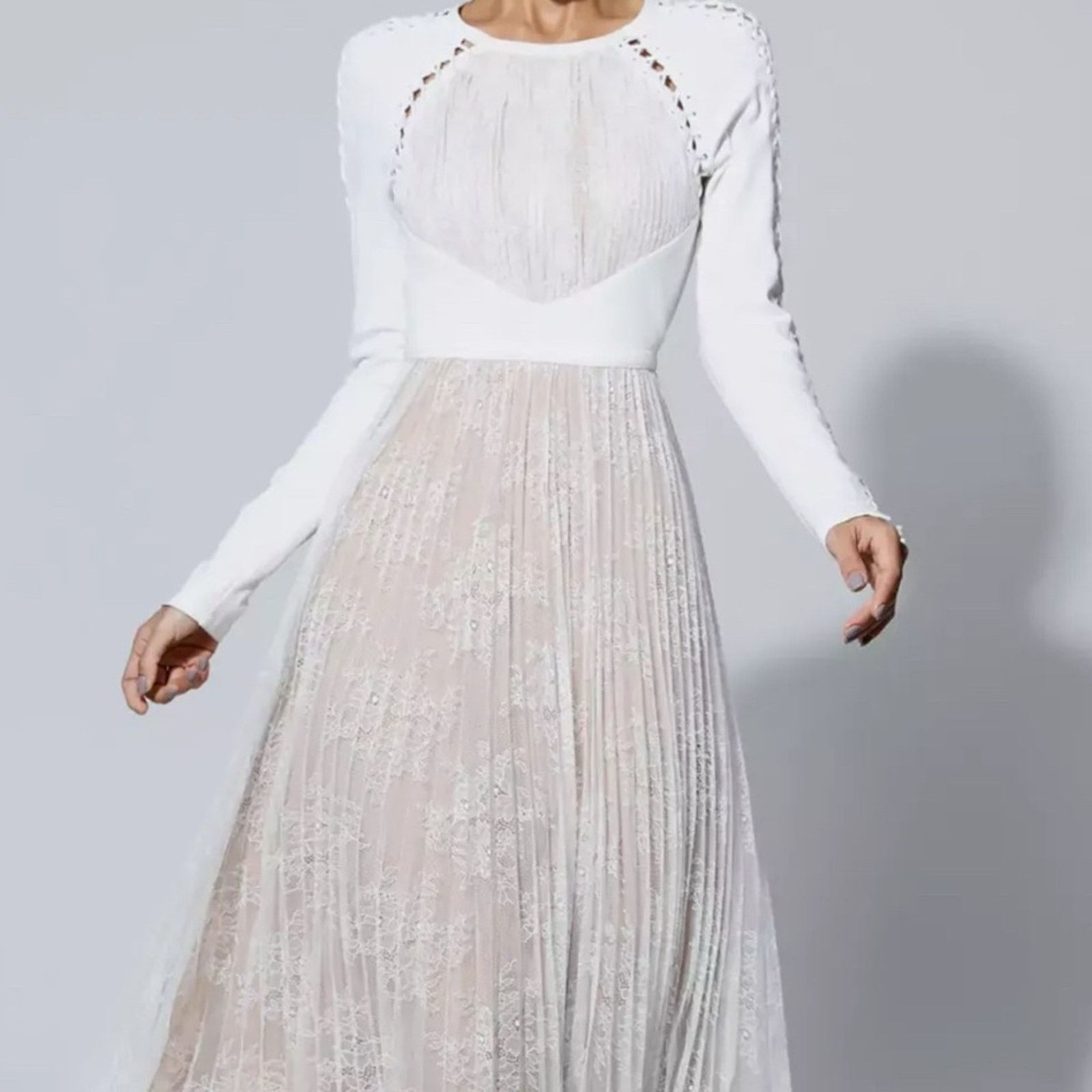 Other Elegant White and Cream Lace Dress Size S / US 4 / IT 40 - 3 Thumbnail