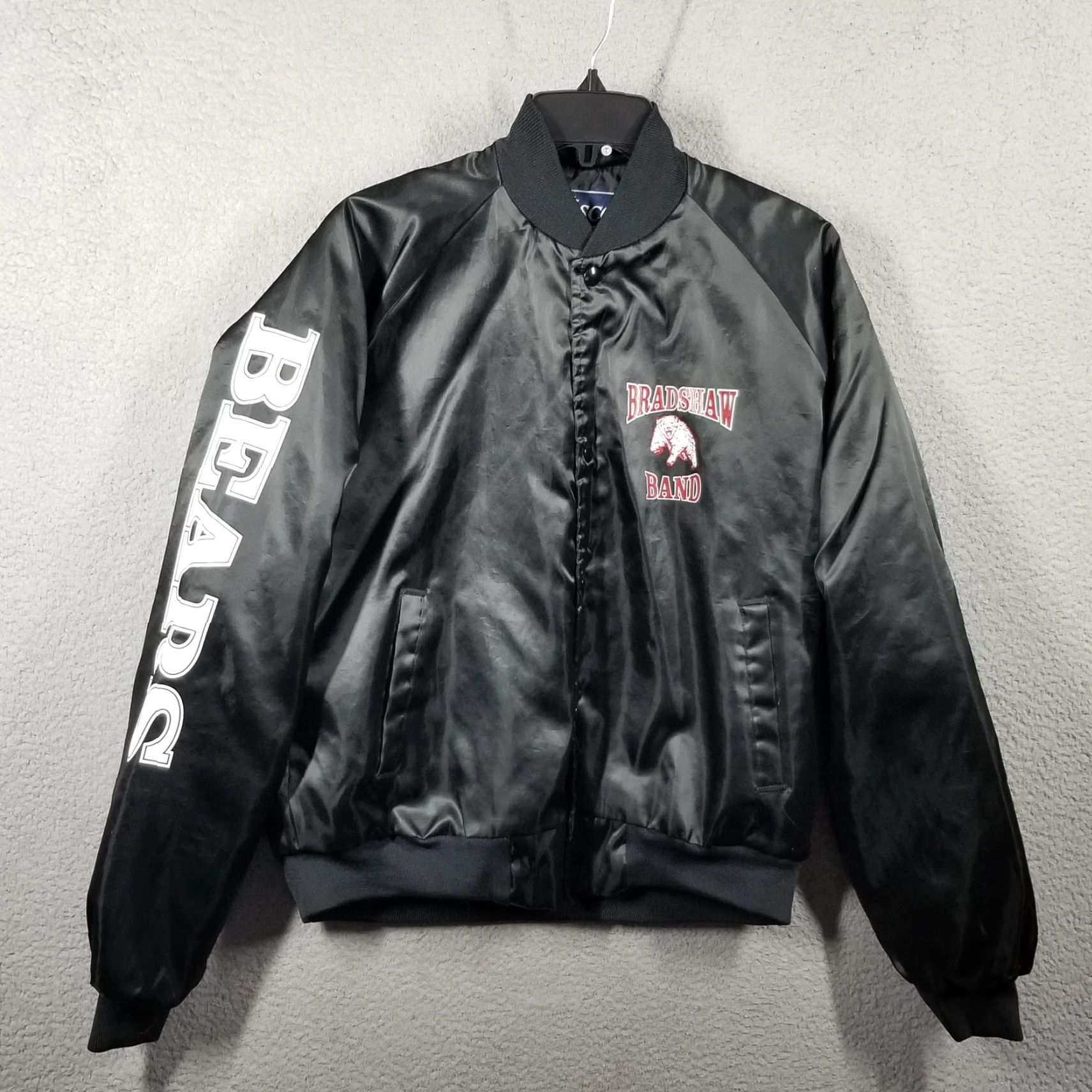 Vintage VINTAGE Nasco Black Satin Bomber Jacket Men Large 90s Bradshaw Bears Army Music Size US L / EU 52-54 / 3 - 3 Thumbnail