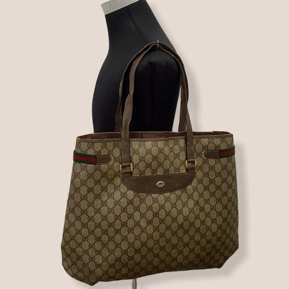 Gucci ‼️YES‼️ AUTHENTIC GUCCI WEB SHERRY LINE SHOPPING TOTE BAG Size ONE SIZE - 3 Thumbnail