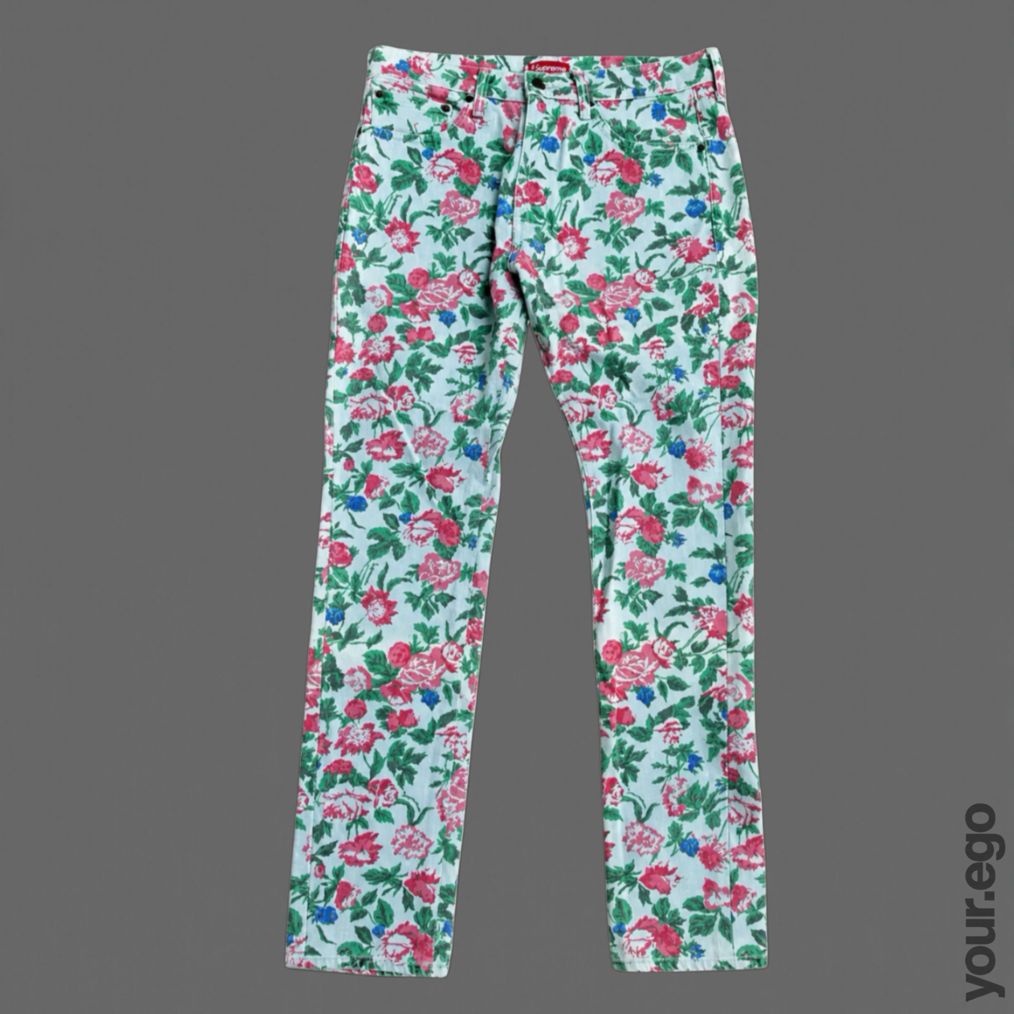 Levi's × Supreme Supreme Levis Pink Green Roses Floral Jeans SS16
