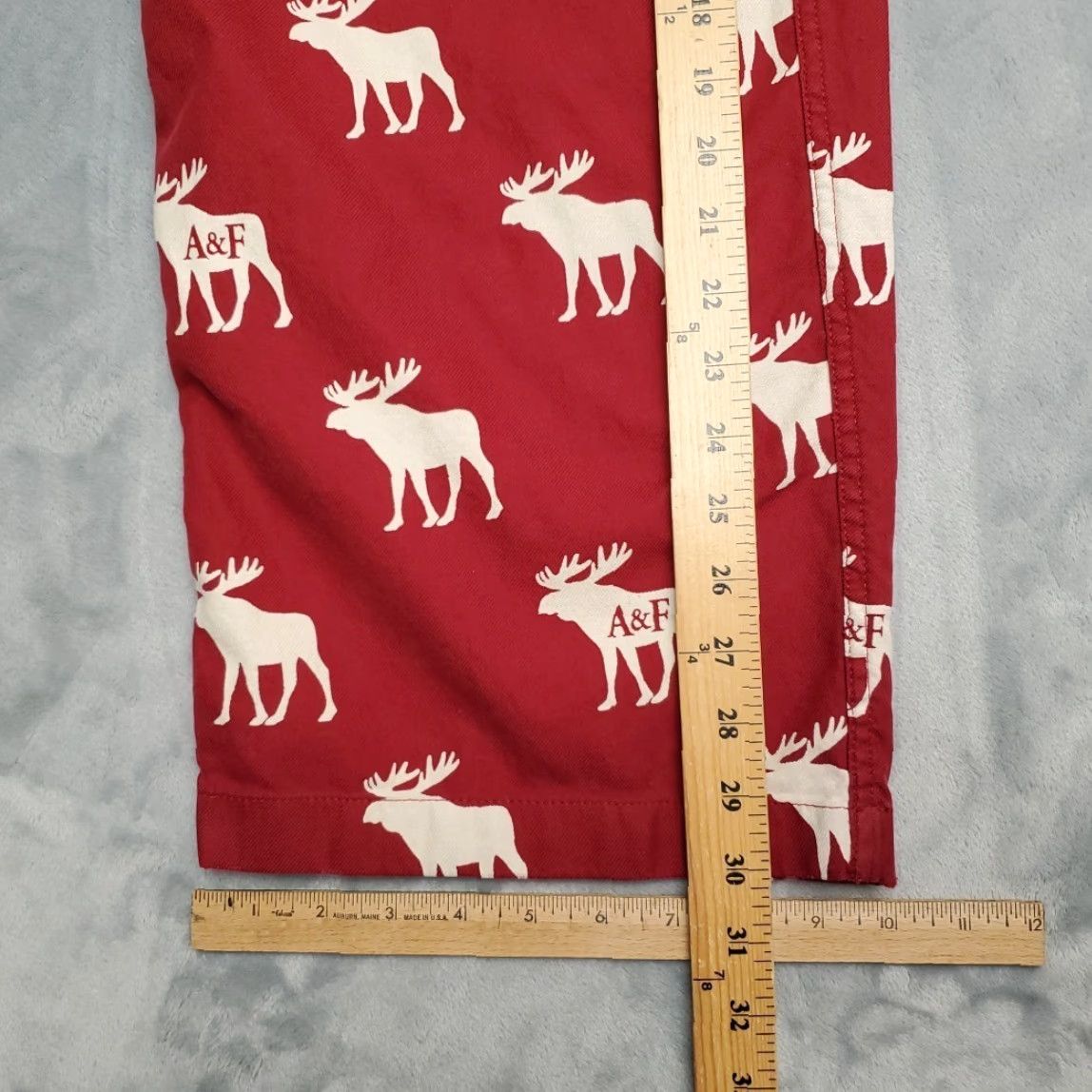 Abercrombie & Fitch VTG Abercrombie & Fitch Pants Men L Red Lounge Drawstring brushed Twill Retro Y2K Size US 33 - 7 Thumbnail