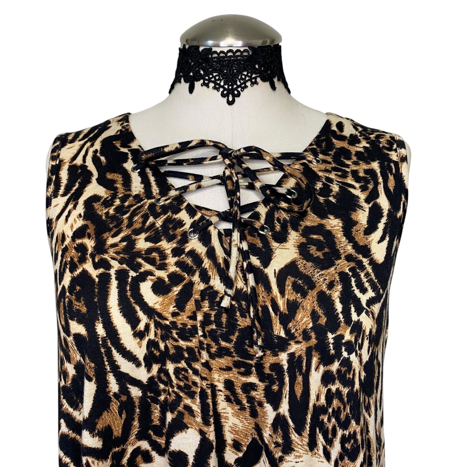 Other Y2K Flowy Animal Print Dress with Lace-Up Neckline Size M / US 6-8 / IT 42-44 - 6 Thumbnail