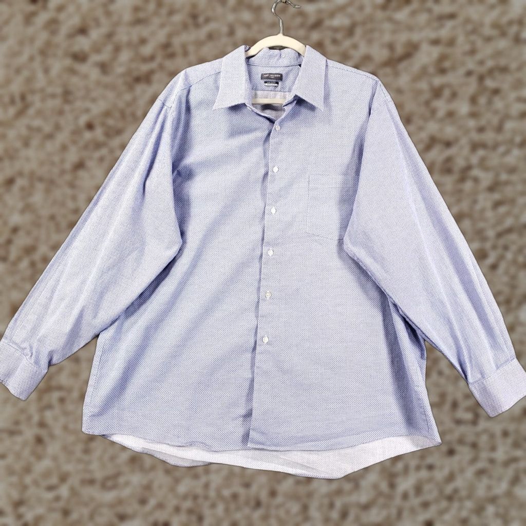 Van Heusen Van Huesen Flex Shirt Men 18 Button-Up Geometric Diamonds Blue Regular Size US XXL / EU 58 / 5 - 1 Thumbnail