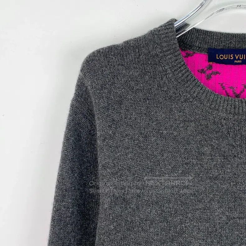Louis Vuitton Louis Vuitton Dark grey back logo full print cashmere crew Size US XL / EU 56 / 4 - 3 Thumbnail
