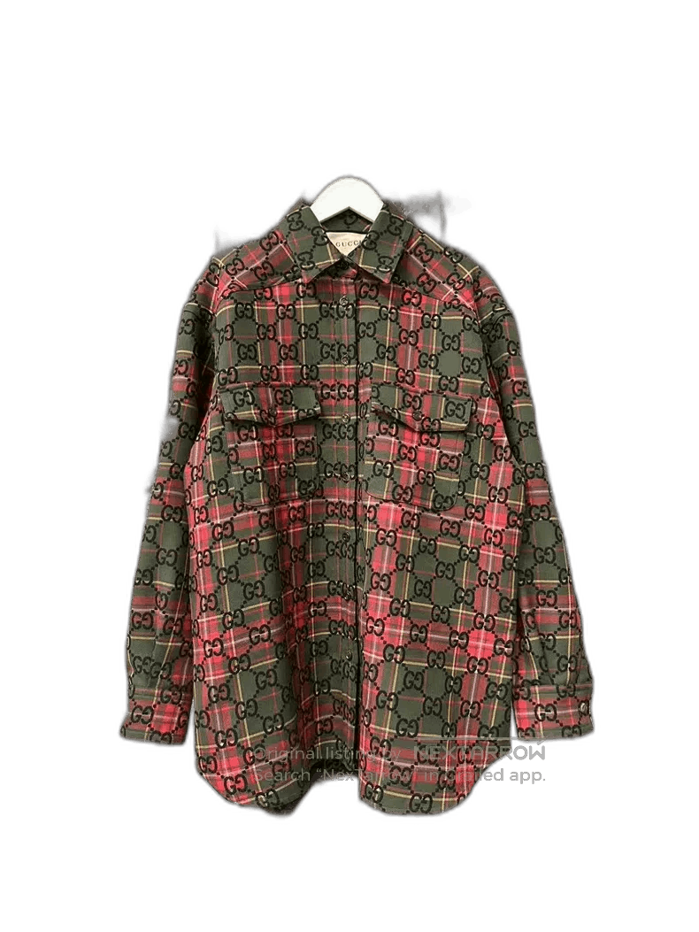 Gucci Plaid Shirt Jacket Size 42-yf.