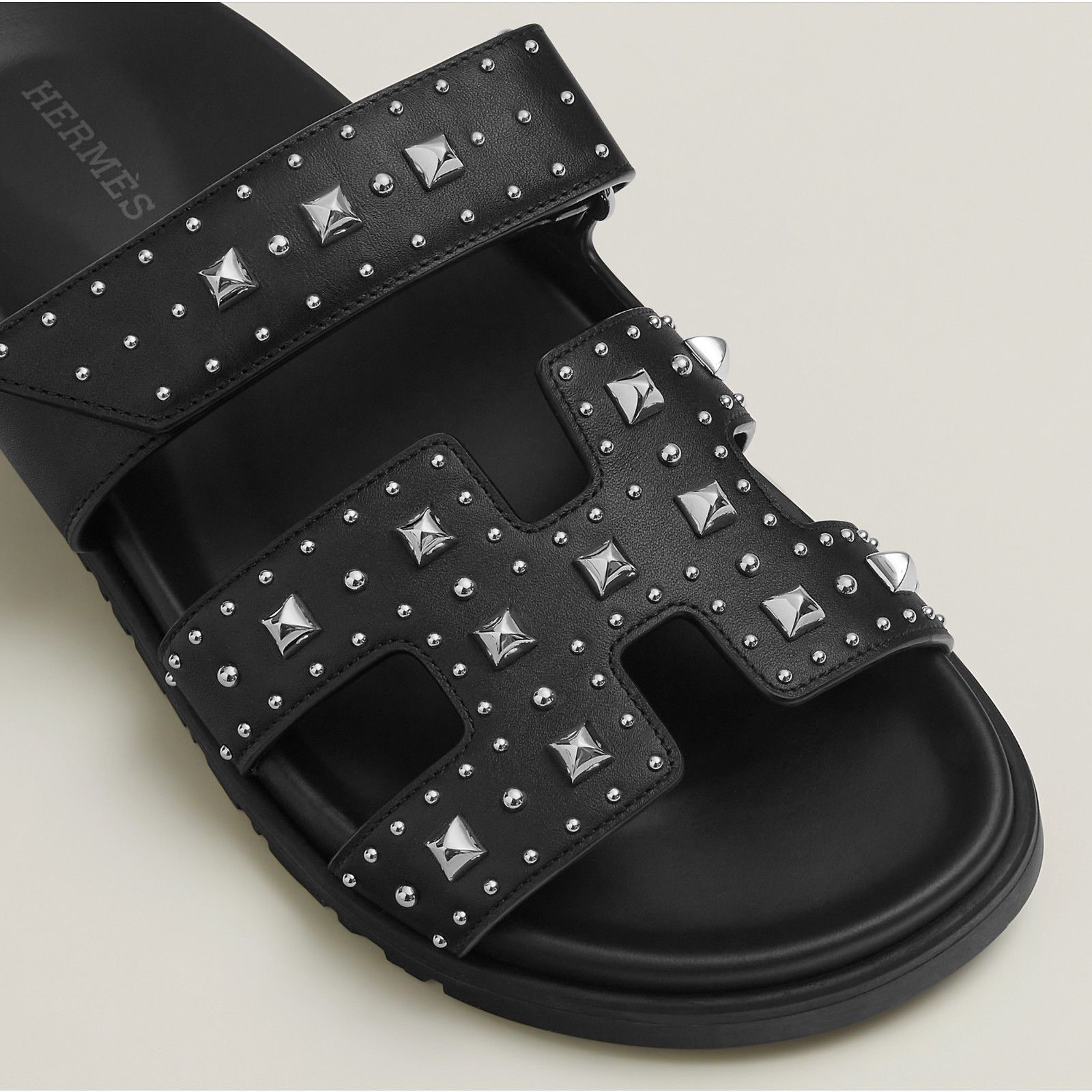 Hermes Hermes Chypre Sandal Black Studded Stud Punk Rock H Size US 7 / IT 37 - 8 Thumbnail