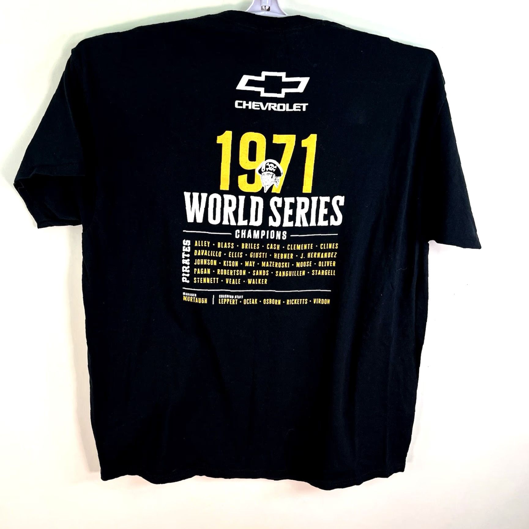 Gildan Pittsburgh Pirates 50th Anniversary World Series T-Shirt Mens XL Black - Gildan Heavy Cotton, Short Sleeve, Crew Neck, Graphic Print, 70s Sports Theme Size US XL / EU 56 / 4 - 6 Thumbnail