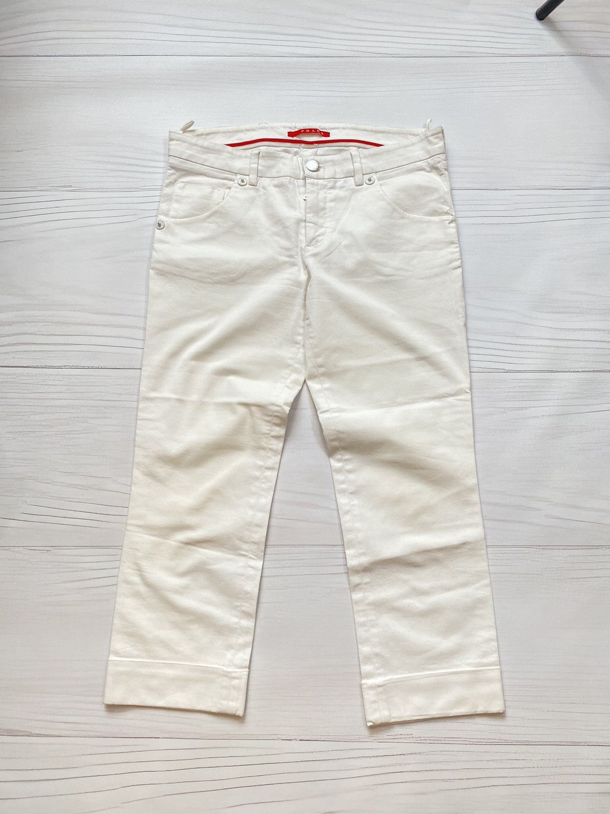 Prada Vintage Prada leather logo pants Size 26" / US 2 / IT 38 - 1 Thumbnail
