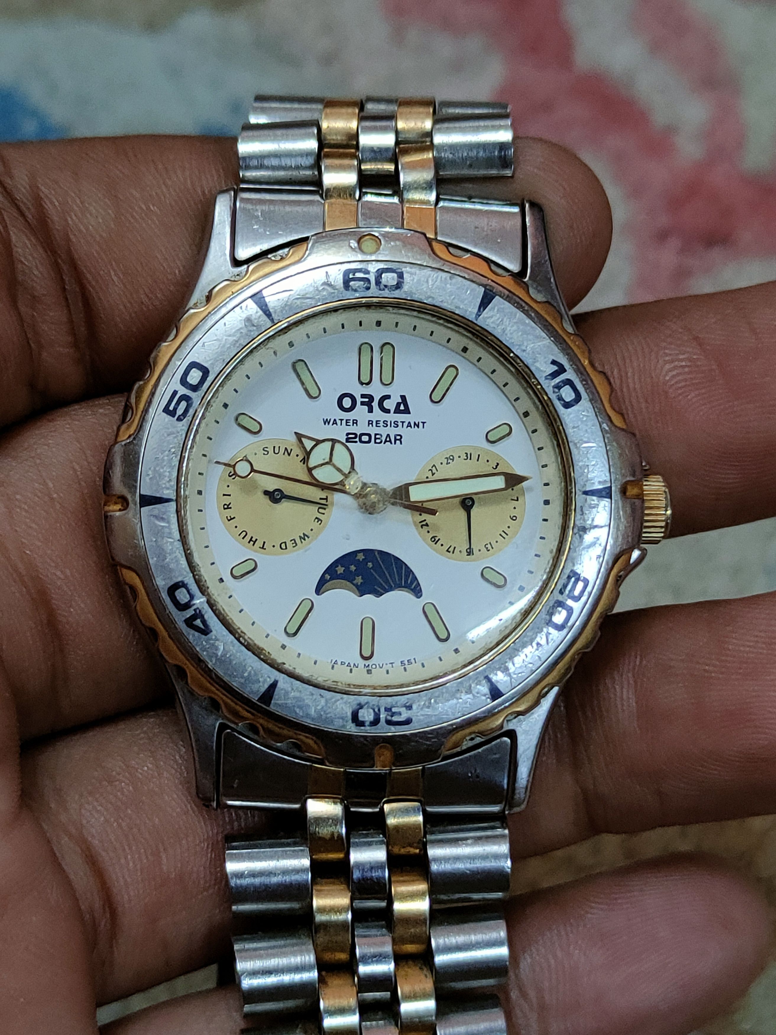 Orca Vintage Japan Quartz Watch Dumoh in Silver, Men's
