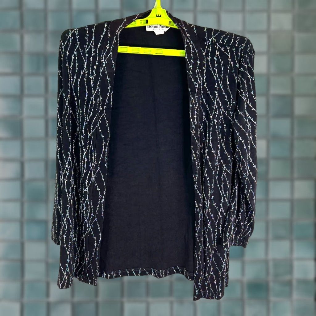 Vintage Ronni Nicole Cardigan Open Floral Glitter Womens Size 12P Black Size XL / US 12-14 / IT 48-50 - 1 Thumbnail
