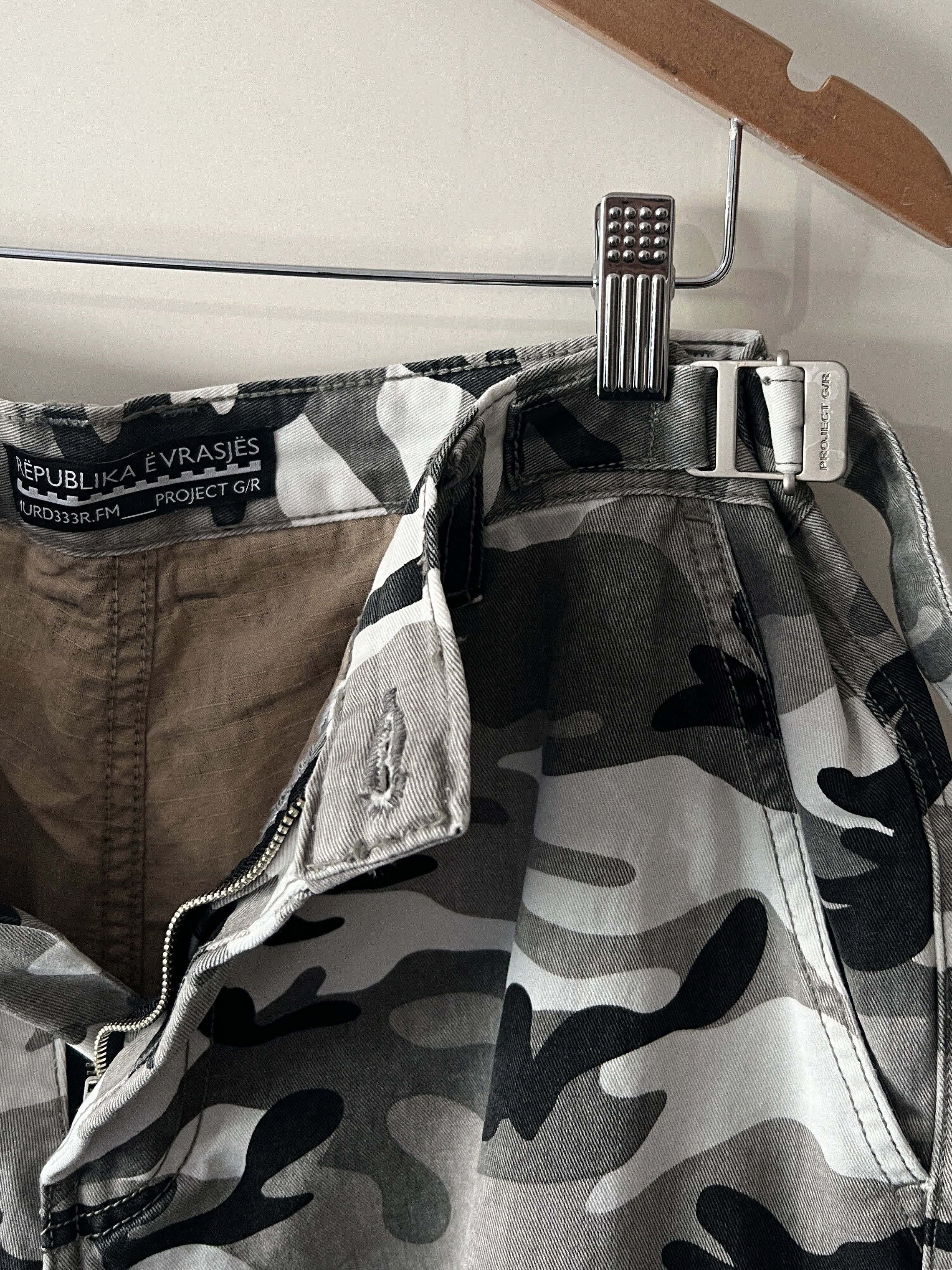 murd333r.fm LAYERED SKIRT CAMO CARGO pants project GR G/R