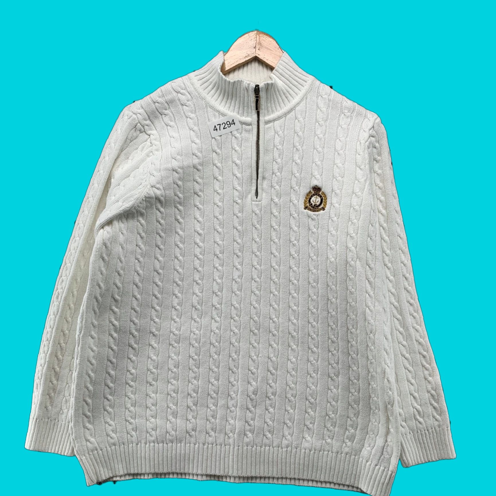 Ralph Lauren Lauren Ralph Lauren Sweater Womens Plus 1X White Cable Knit 1/4 Zip Pullover Size XL / US 12-14 / IT 48-50 - 1 Thumbnail