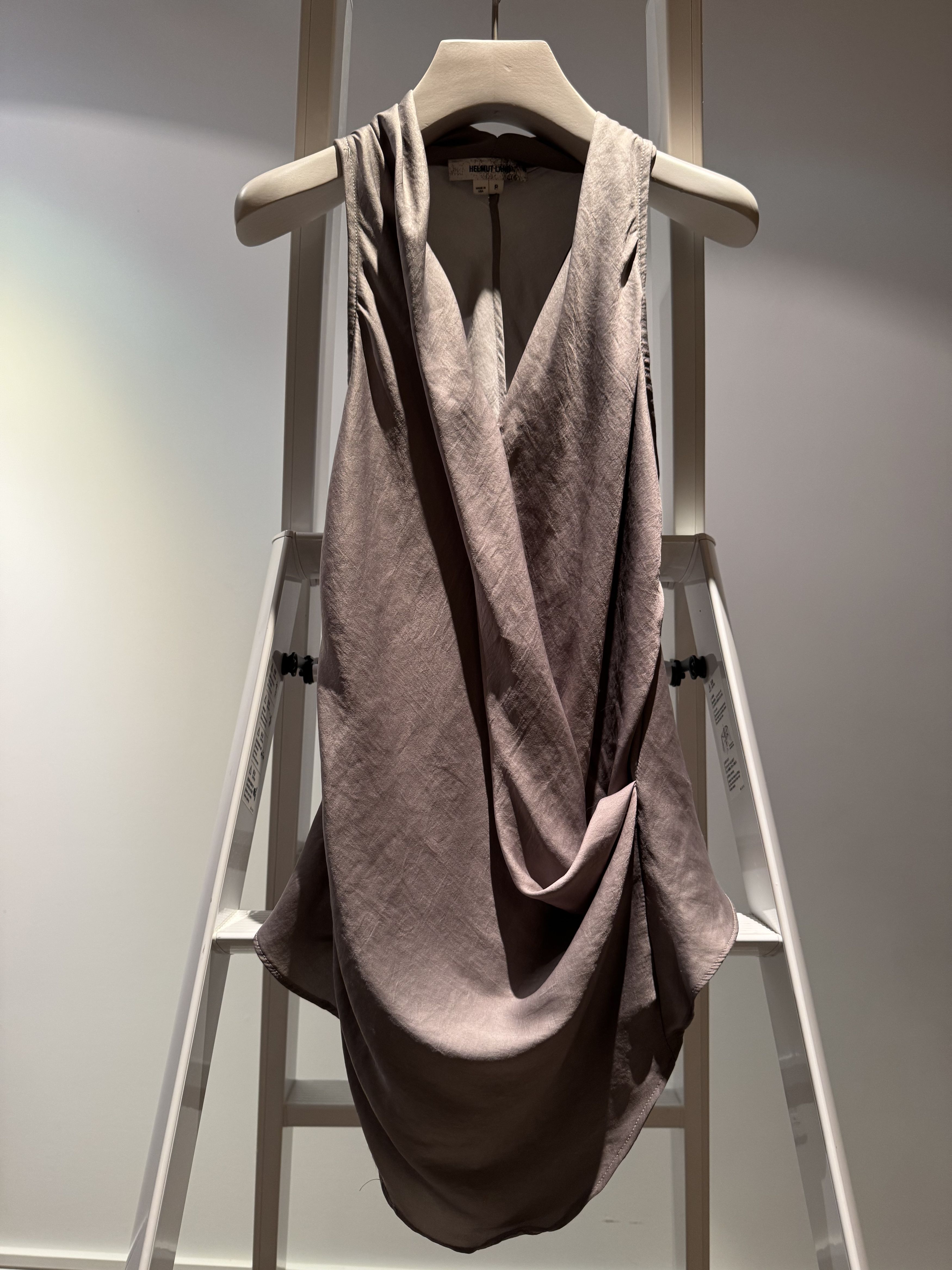 Helmut Lang Helmut Lang Silk Draped Sleeveless Top (Taupe-Grey, Size P) Size XS / US 0-2 / IT 36-38 - 1 Thumbnail