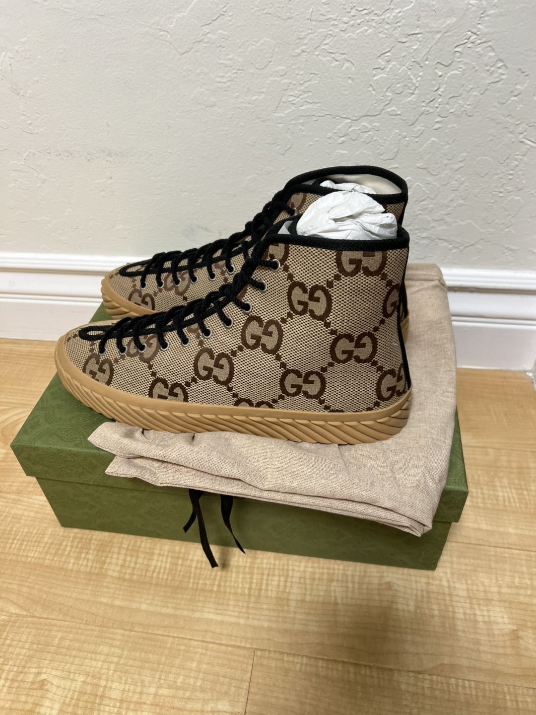 Gucci Gucci Maxi GG High Top Beige Ebony Size US 13 / EU 46 - 3 Thumbnail