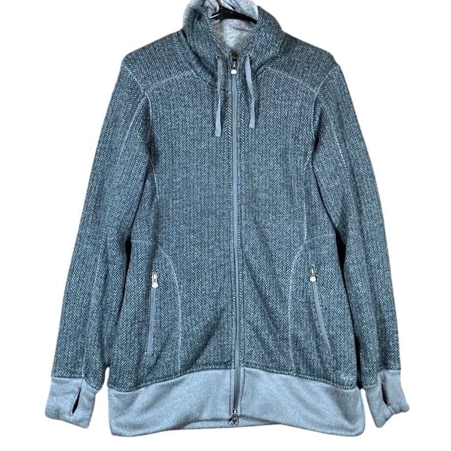 Vintage Cabela's Womens Jacket Gray Herringbone Fleece Hooded Long Sleeve Mid-Length Warmth M Size M / US 6-8 / IT 42-44 - 2 Thumbnail