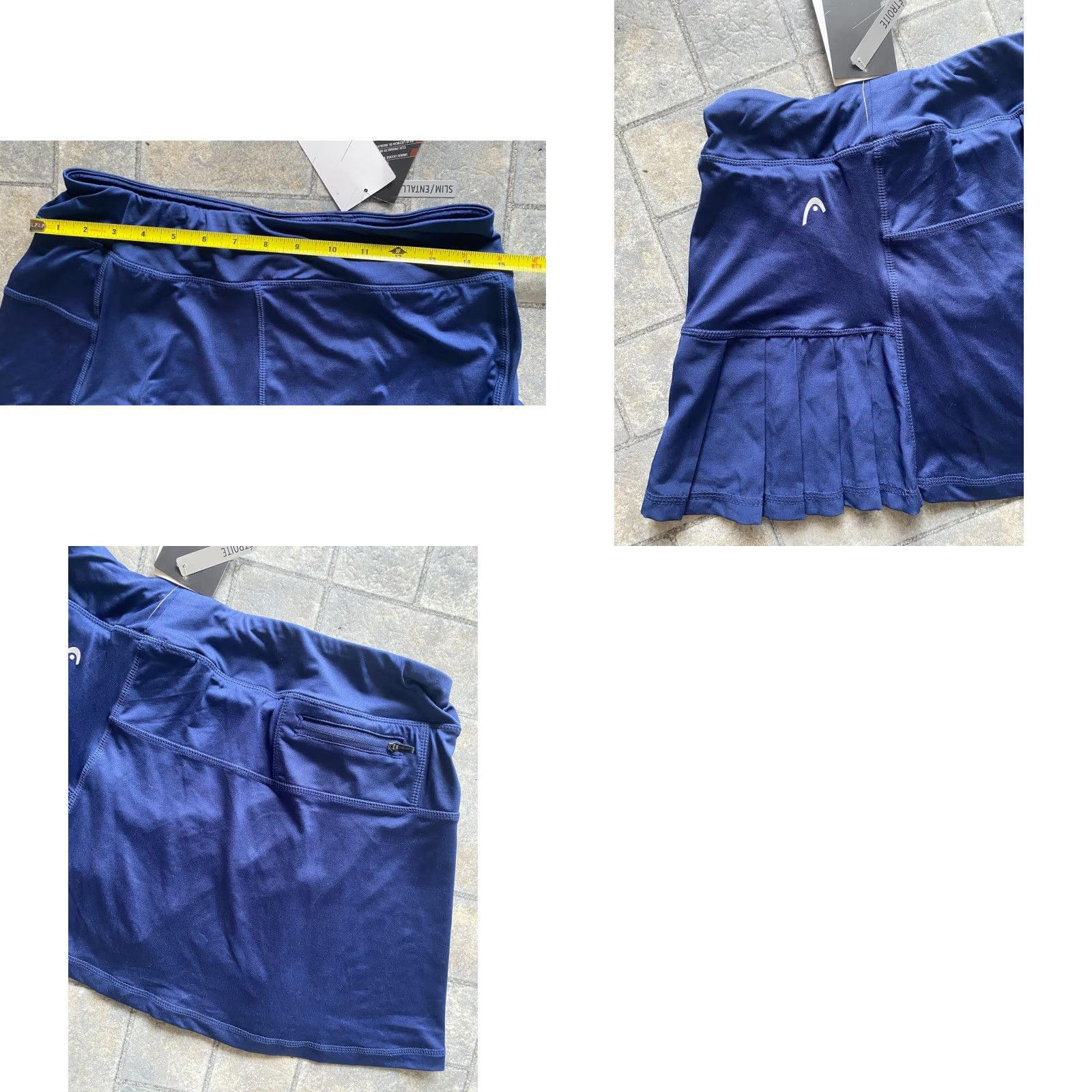Vintage HEAD Pleated Skort Zipper Pocket MEDIUM Blue Tennis Golf Skirt NWT Womens M Size 32" / US 10 / IT 46 - 8 Thumbnail