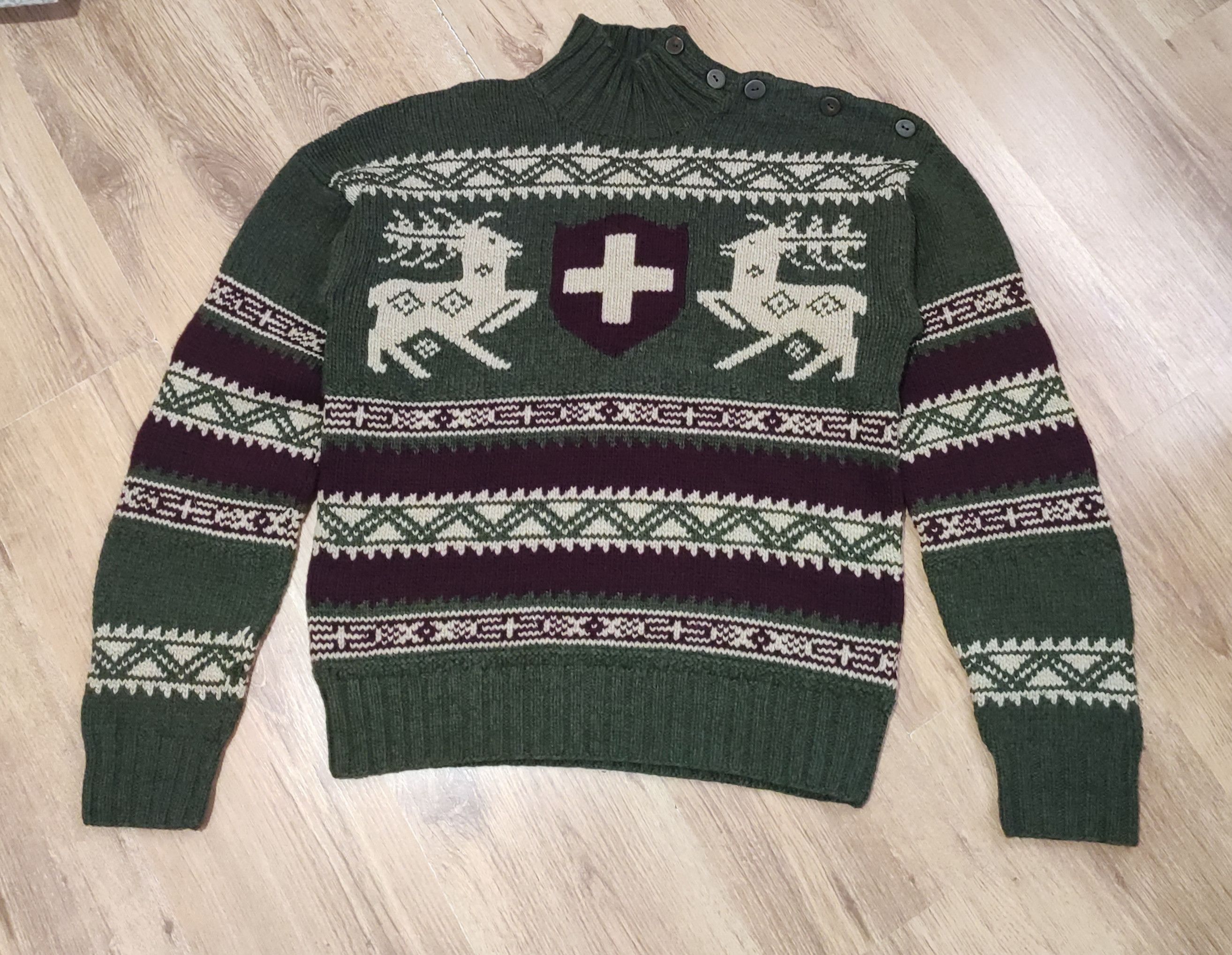 Polo Ralph Lauren × Vintage Men's vintage Polo Ralph Lauren wool hand knit sweater M Size US M / EU 48-50 / 2 - 1 Thumbnail