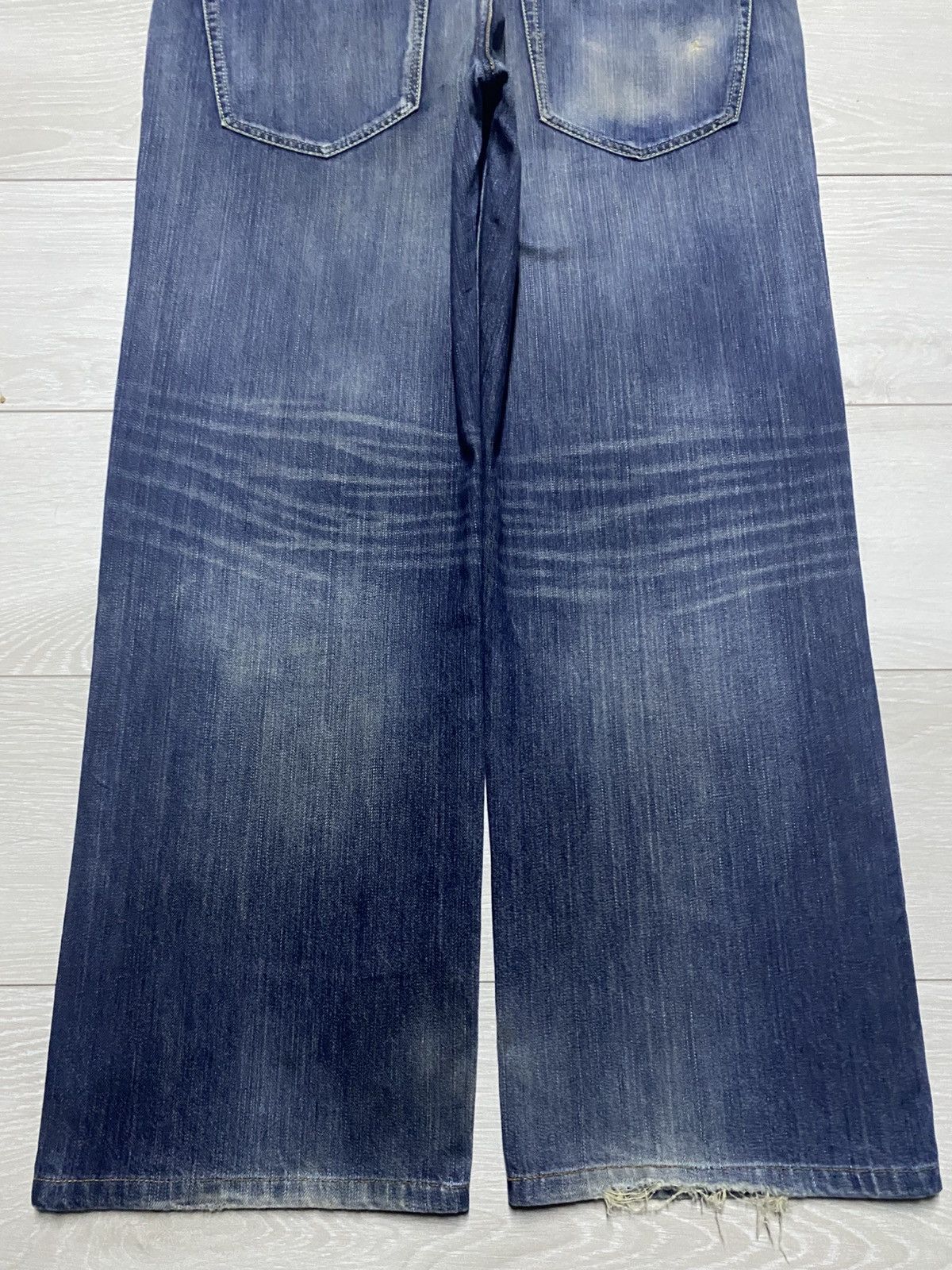Japanese Brand Vintage Navy Produce Faded Baggy Wide Leg Jeans Size US 37 - 6 Thumbnail