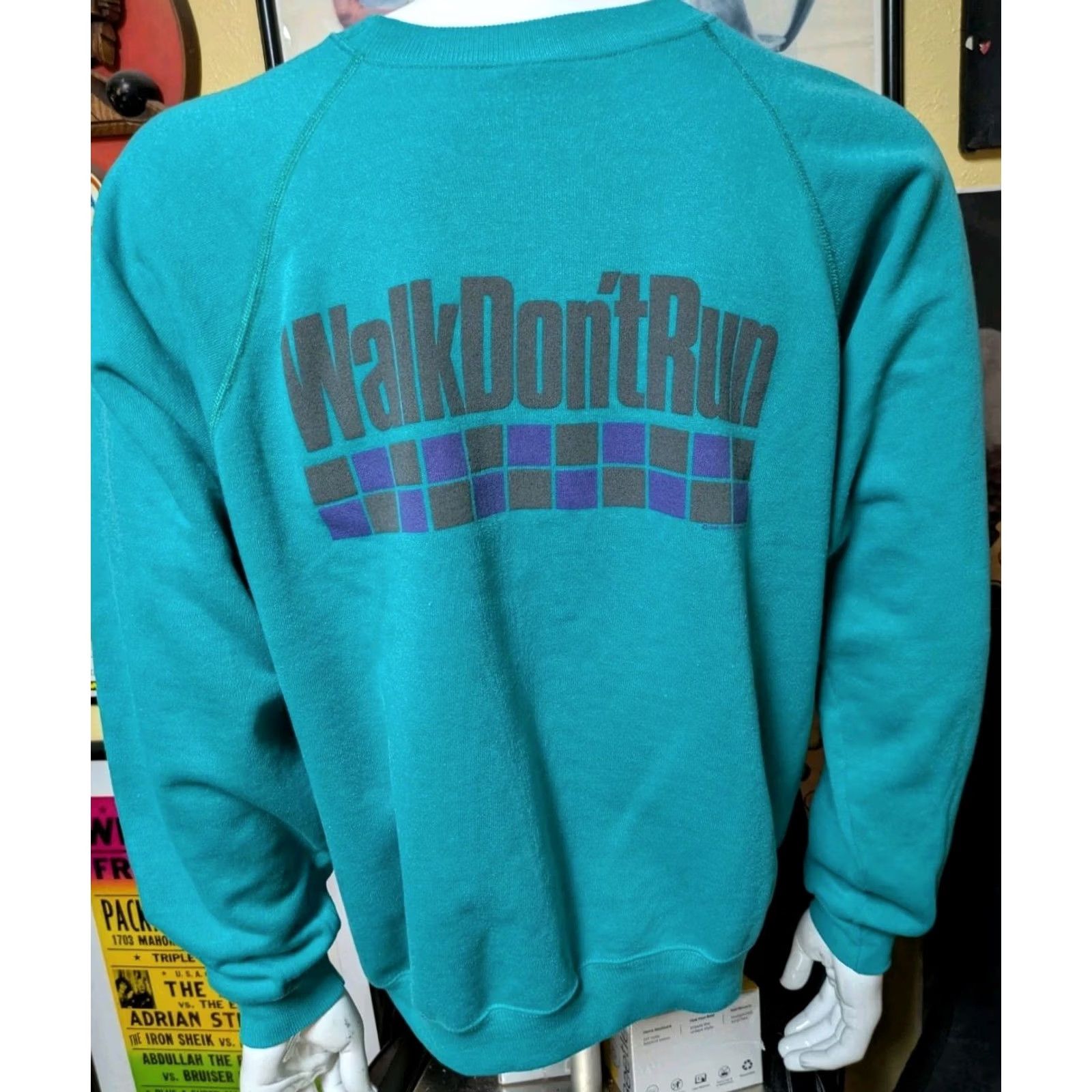 Gildan VTG 80s Walk Don't Run Sweatshirt XL Blue Gildan Crew Neck Unisex Adults Long Sleeve Cotton Blend 80s Music Winter Fall Size US XL / EU 56 / 4 - 5 Thumbnail