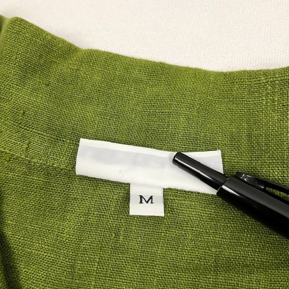 Bryn Walker Top Womens M Green Oversized 100% Linen MOP Buttons Ruffle Lagenlook