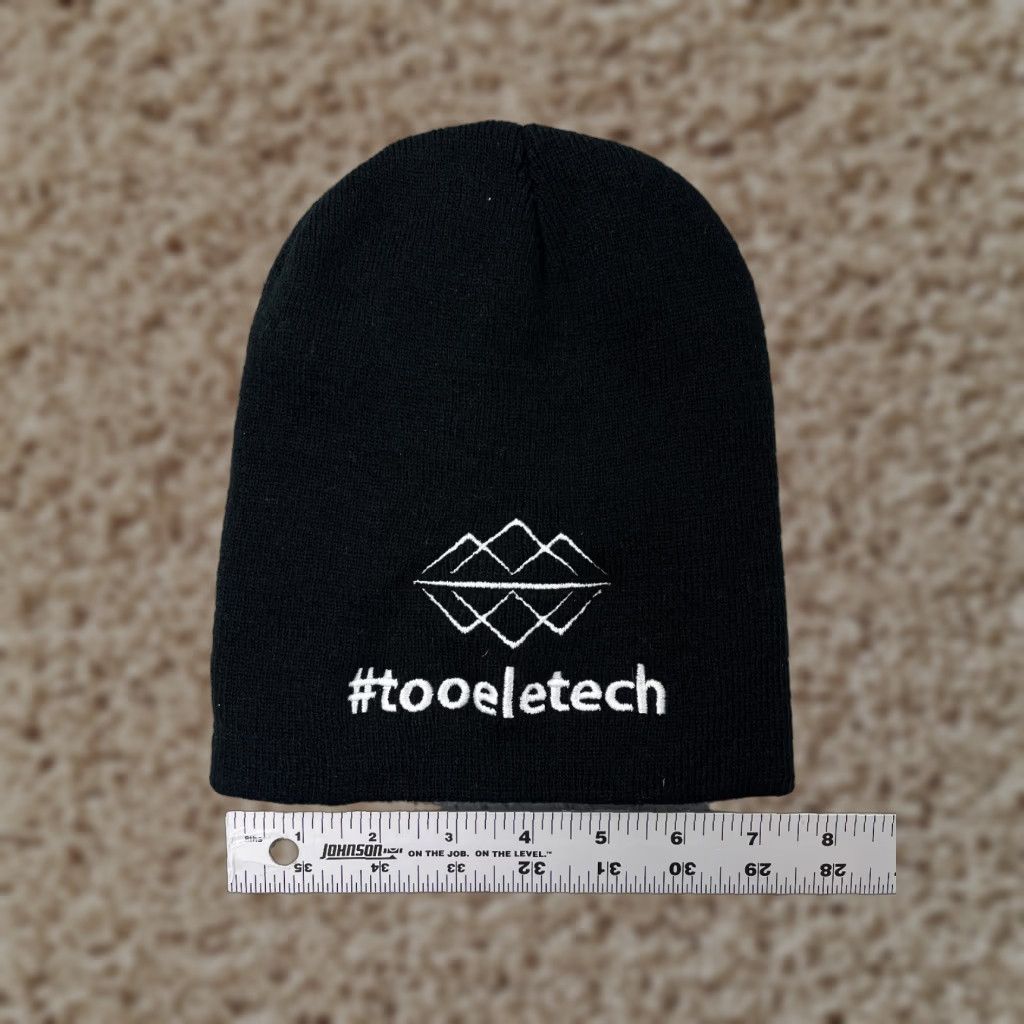 Vintage #Tooeletech College Beanie Toque Adult One Size Black Knit 100% Acrylic School Size ONE SIZE - 1 Thumbnail