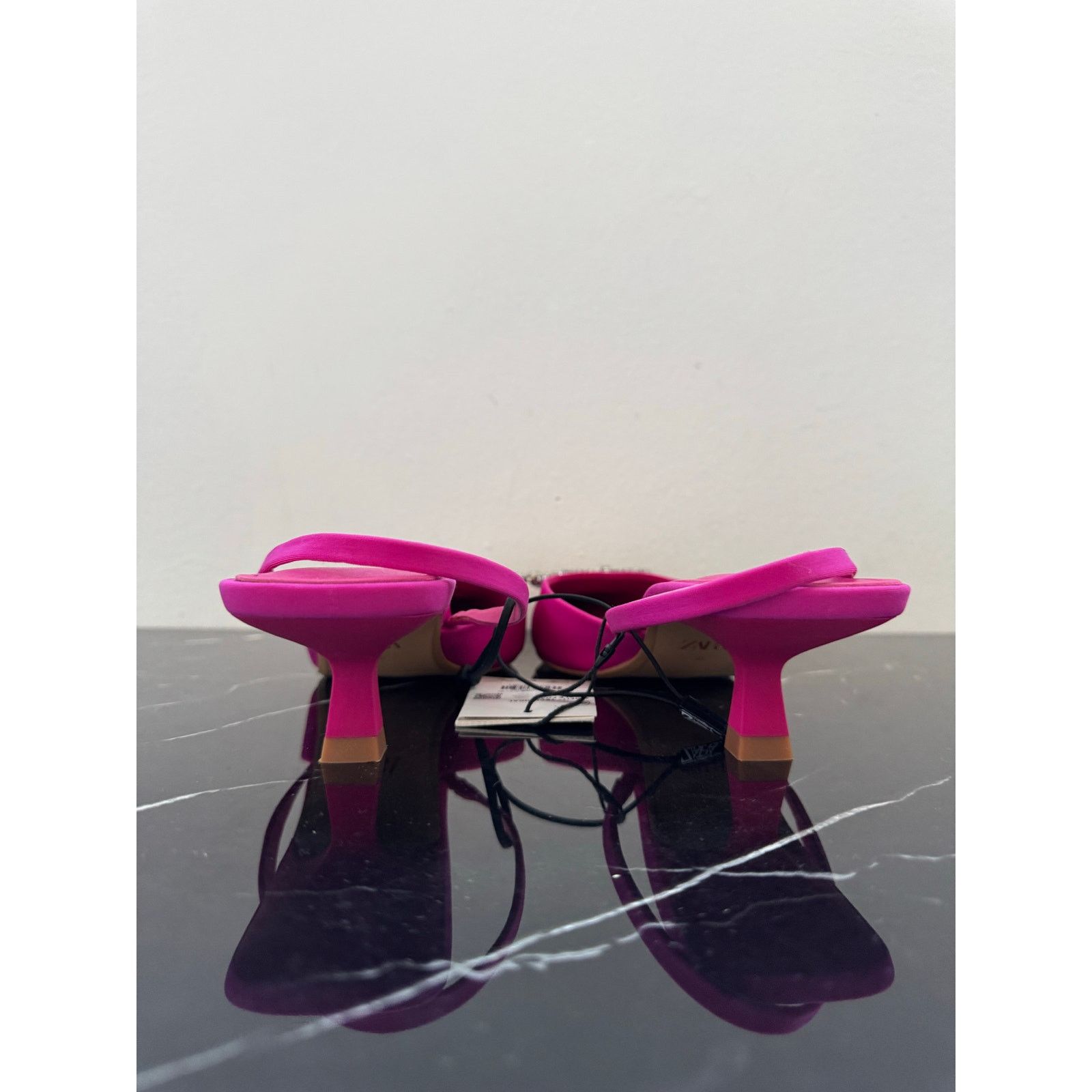 Zara Zara Hot Pink Rhinestone Pointed Toe Slingback Kitten Heel Size US 9 / IT 39 - 9 Thumbnail