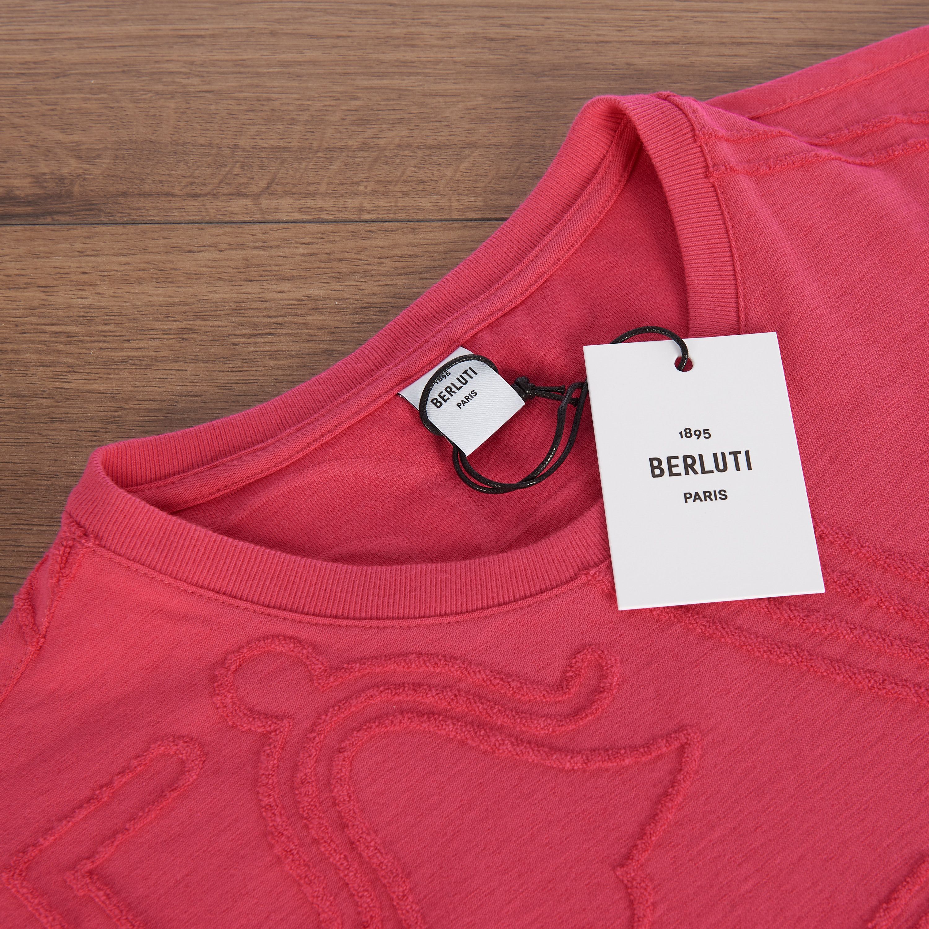 Berluti Iconic Scritto Tshirt In Pink Cotton Terry Size US S / EU 44-46 / 1 - 9 Thumbnail