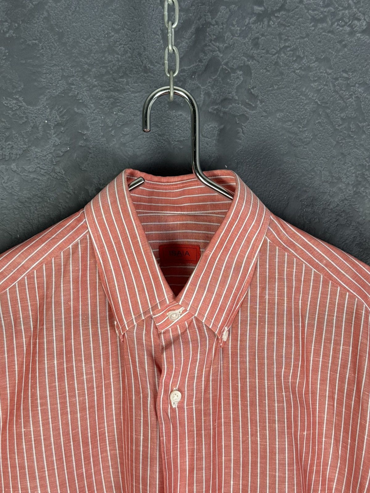 Isaia Mens Isaia Multi Striped Coton / Linen Shirt Multi Size US M / EU 48-50 / 2 - 7 Thumbnail