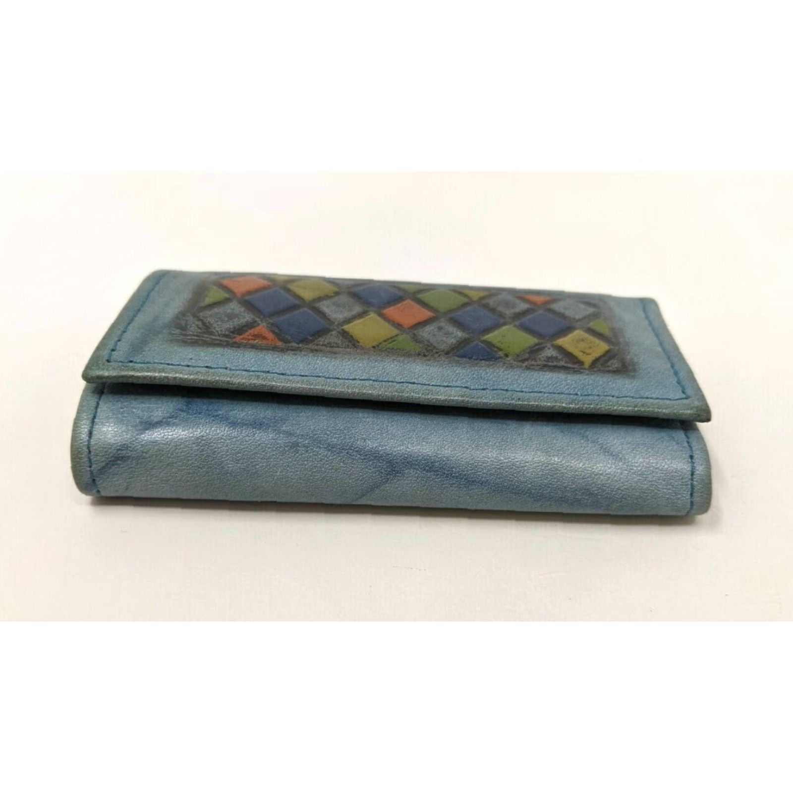 Vintage VTG Amity Key Case Holder Shirt Men Blue Cowhide Leather Diamond Pattern J21 Size ONE SIZE - 6 Thumbnail