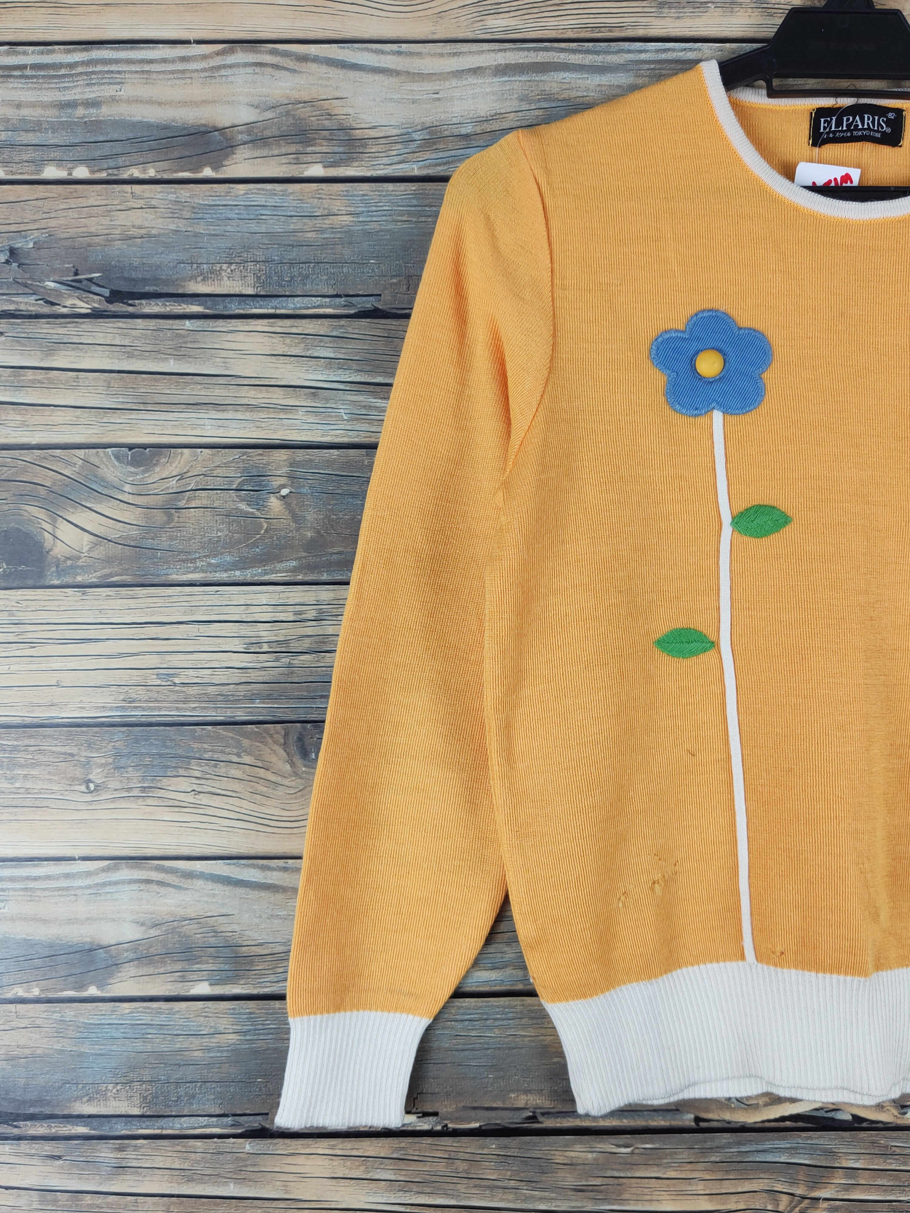 Homespun Knitwear × Japanese Brand × Vintage ElParis vintage Yellow Knitwear Sweatshirts #W1247 Size S / US 4 / IT 40 - 3 Thumbnail