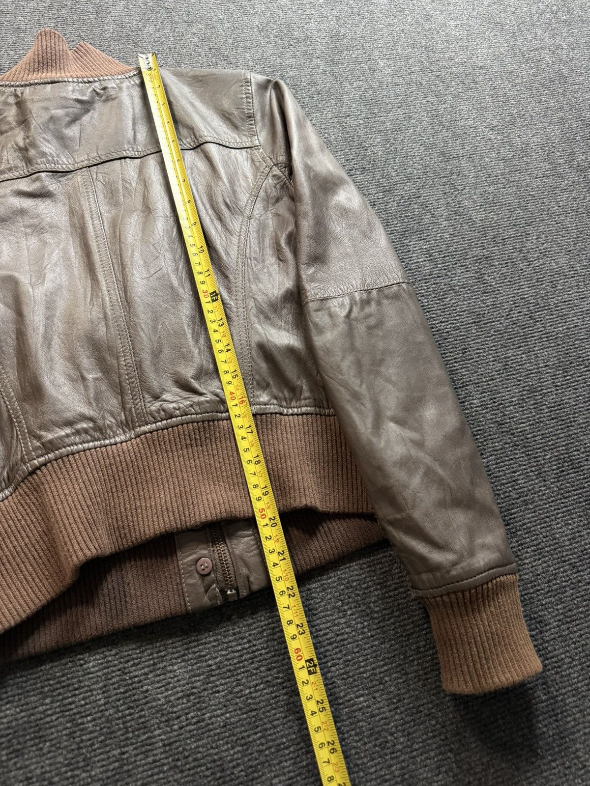 Genuine Leather Saint Tropez Cropped Rock Punk Leather Bomber Jacket XS Y2K Size XS / US 0-2 / IT 36-38 - 23 Thumbnail