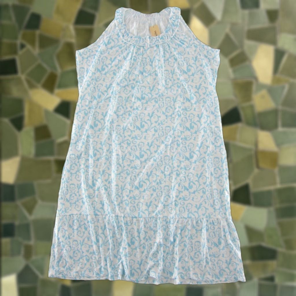 Vintage NWT Ekouaer Blue White Paisley Stretch Sleeveless Pocket Nightgown Women XXL Dress Nightgown Womens Size ONE SIZE - 1 Thumbnail