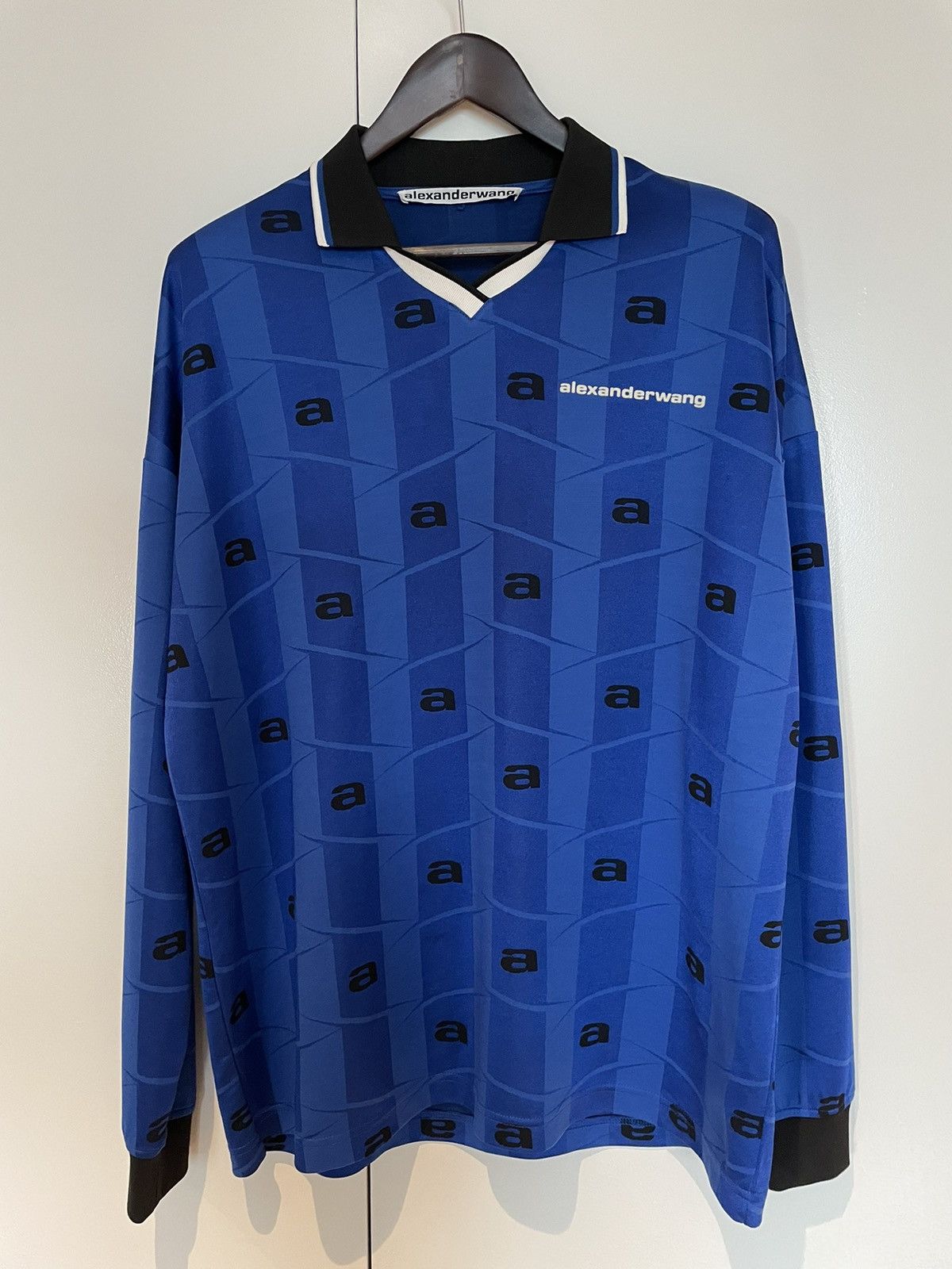 image of Alexander Wang Long Sleeve Soccer Jersey in Blue, Men's (Size Medium)
