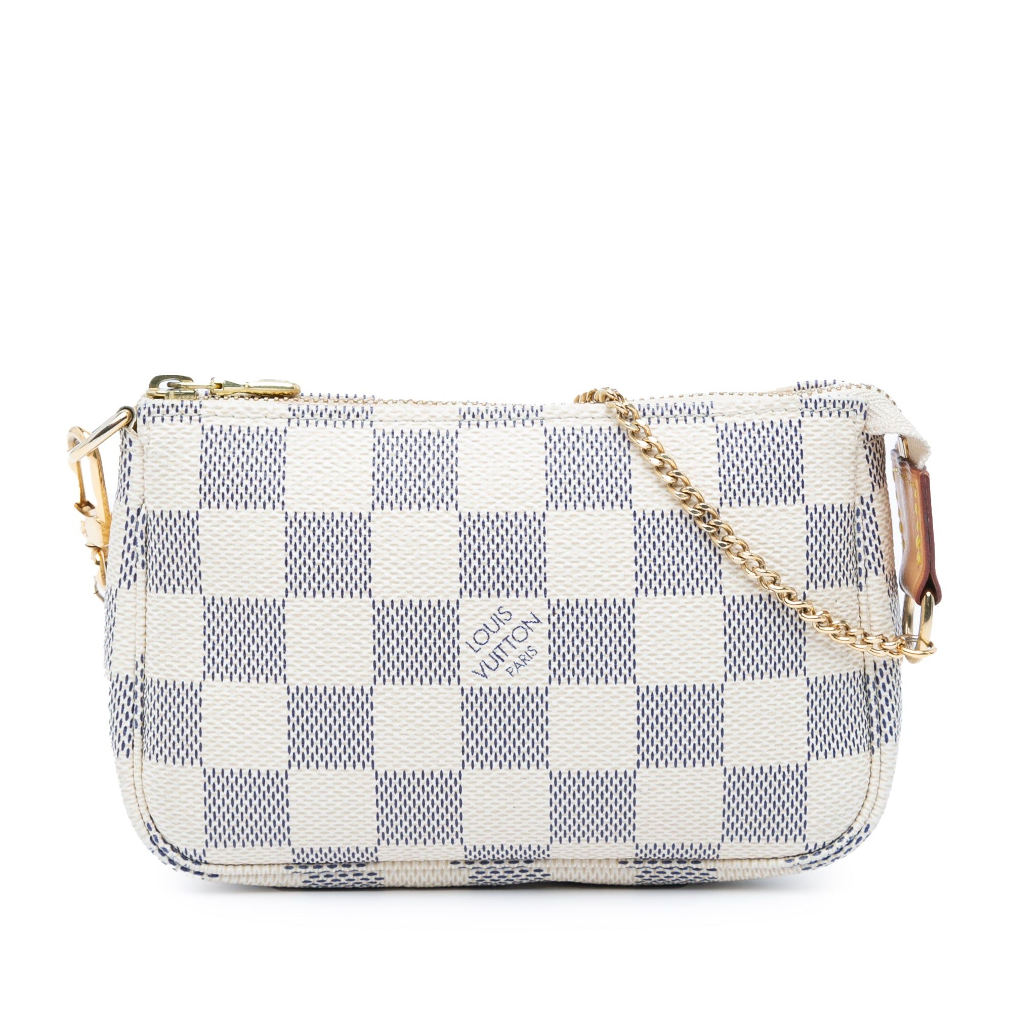 Louis Vuitton Louis Vuitton Damier Azur Mini Pochette Accessories White Size ONE SIZE - 1 Thumbnail