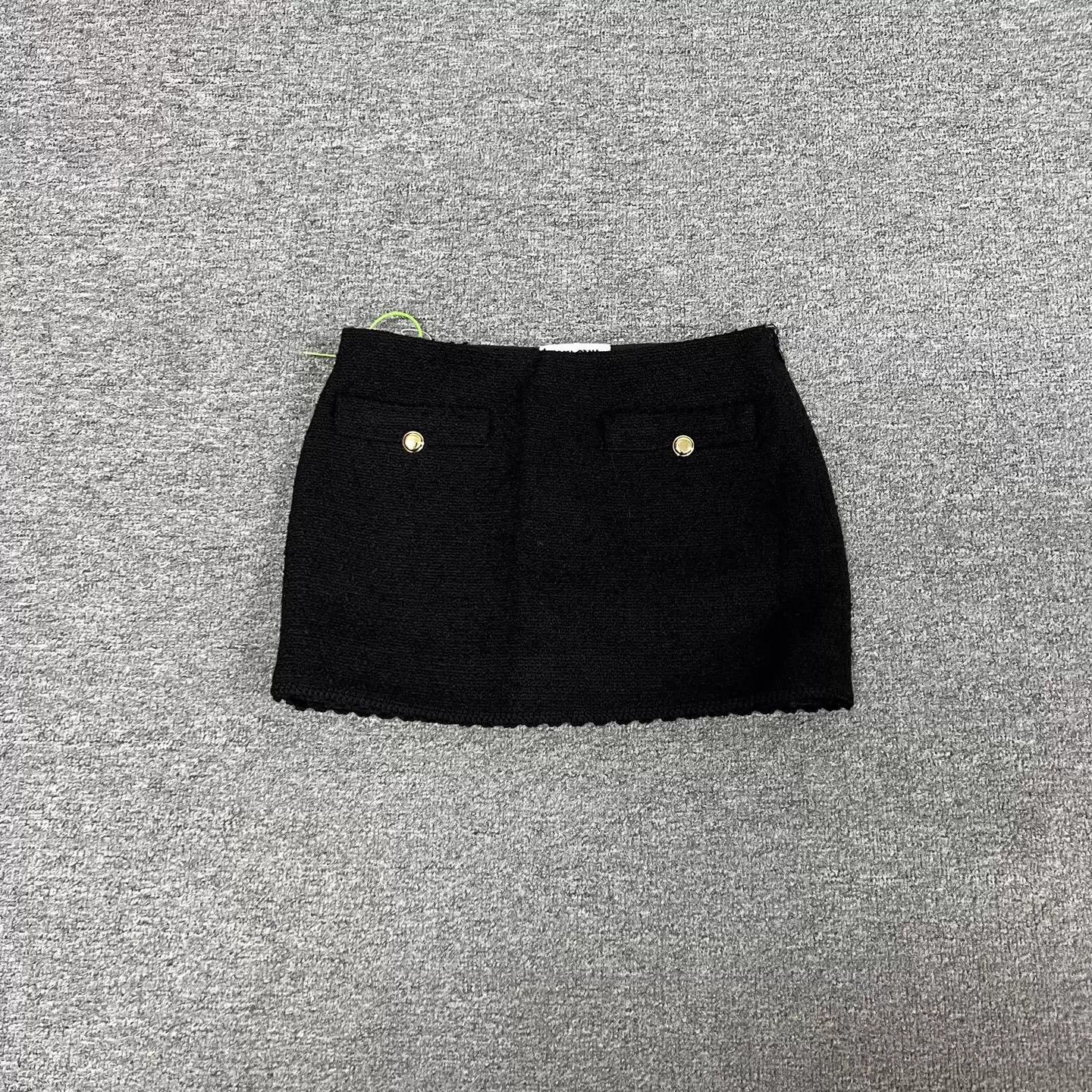 Miu Miu MIU MIU Gold Buckle Logo Low-Rise Black Mini Skirt 36 Size 25" / US 0 / IT 36 - 1 Thumbnail