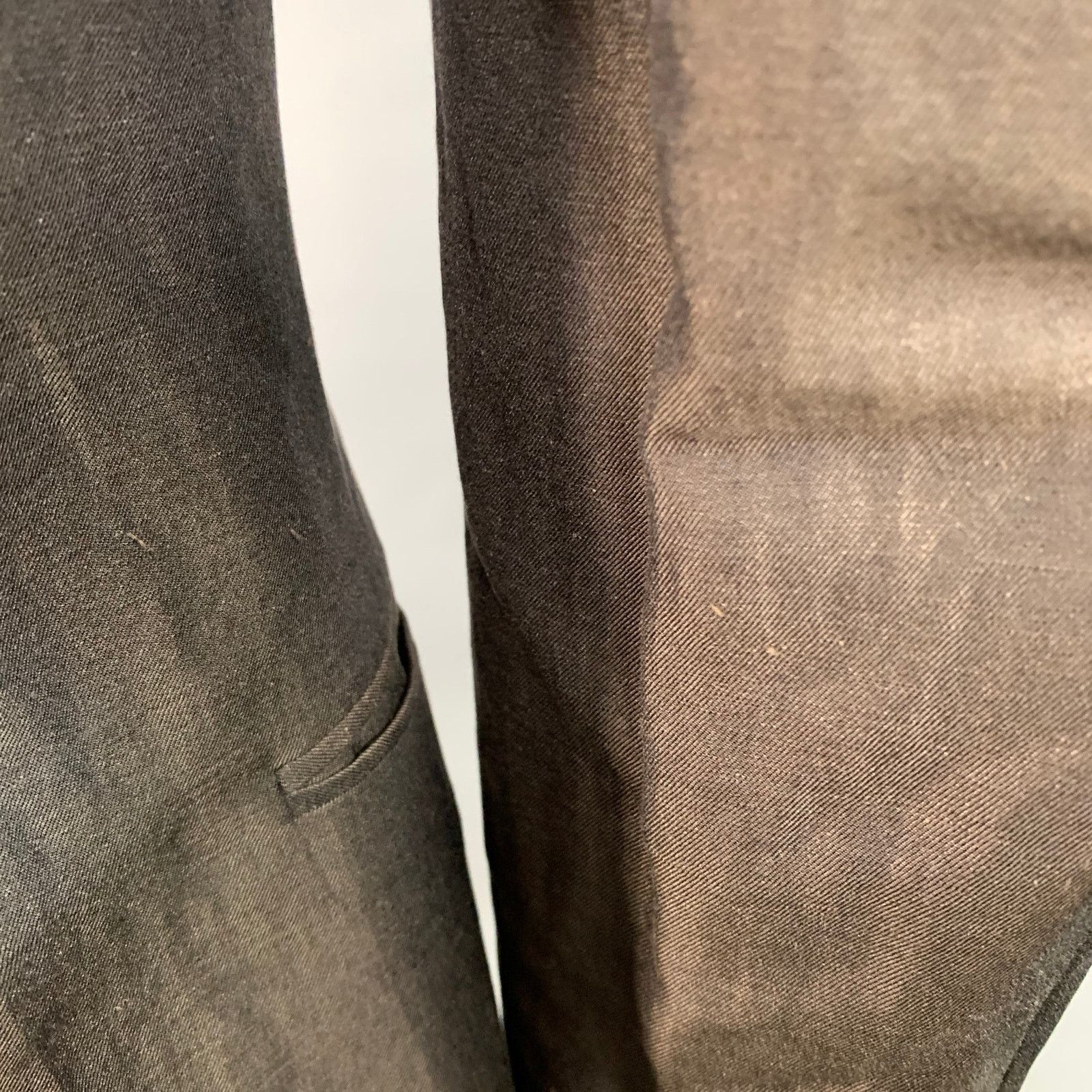 Ermenegildo Zegna ERMENEGILDO ZEGNA Regular Brown Silk Linen Twill Sport Coat Size 44R - 5 Thumbnail