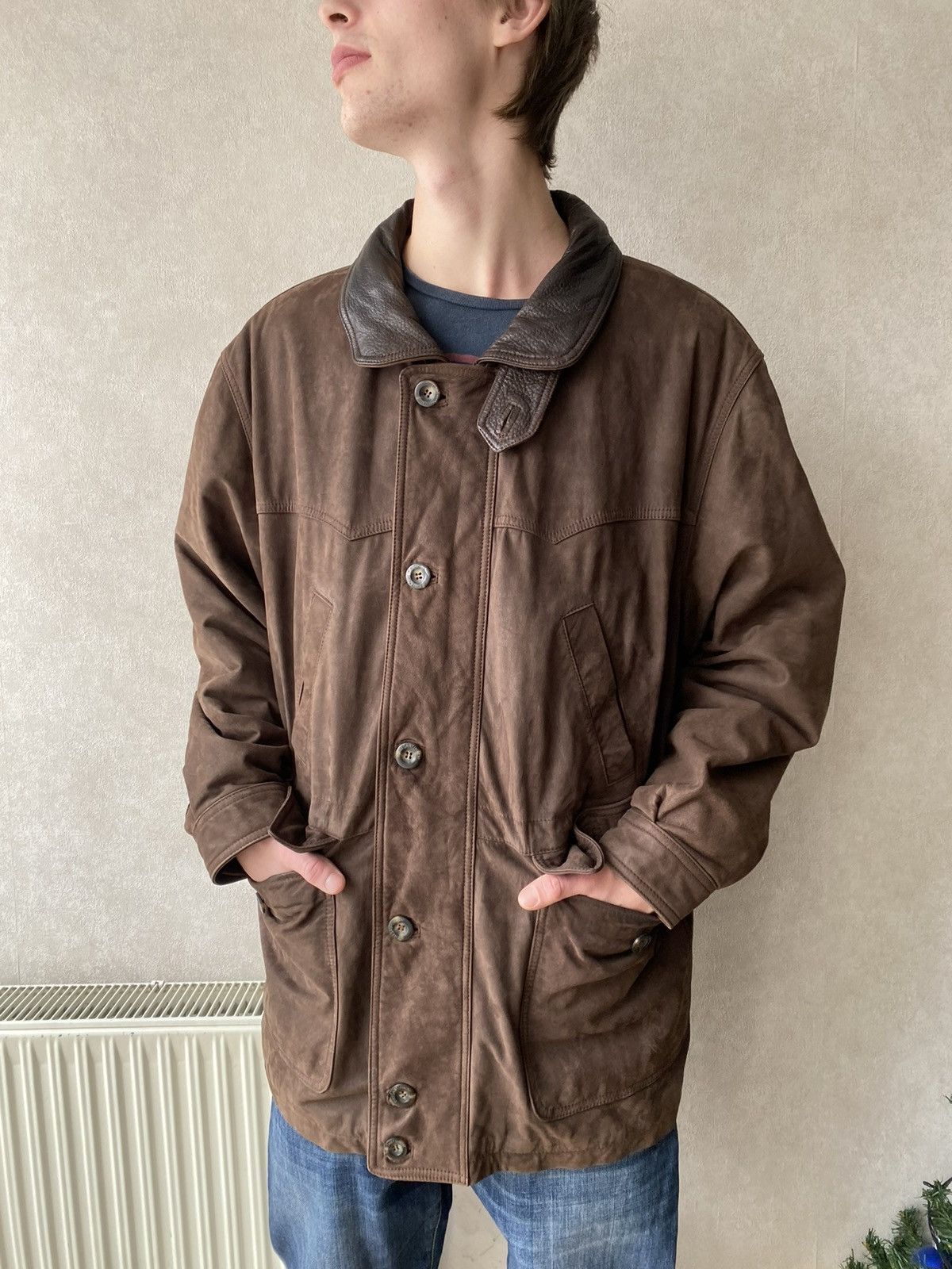 Yves Saint Laurent Vintage Yves Saint Laurent Leather Hunting Suede Jacket Size US XL / EU 56 / 4 - 1 Thumbnail