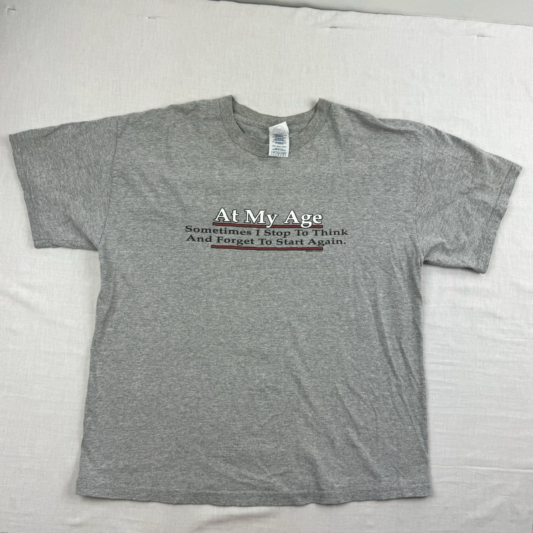 Delta VINTAGE Funny Old People T Shirt Adult Large Gray Humor Y2K Delta Shirt Mens Size US L / EU 52-54 / 3 - 3 Thumbnail