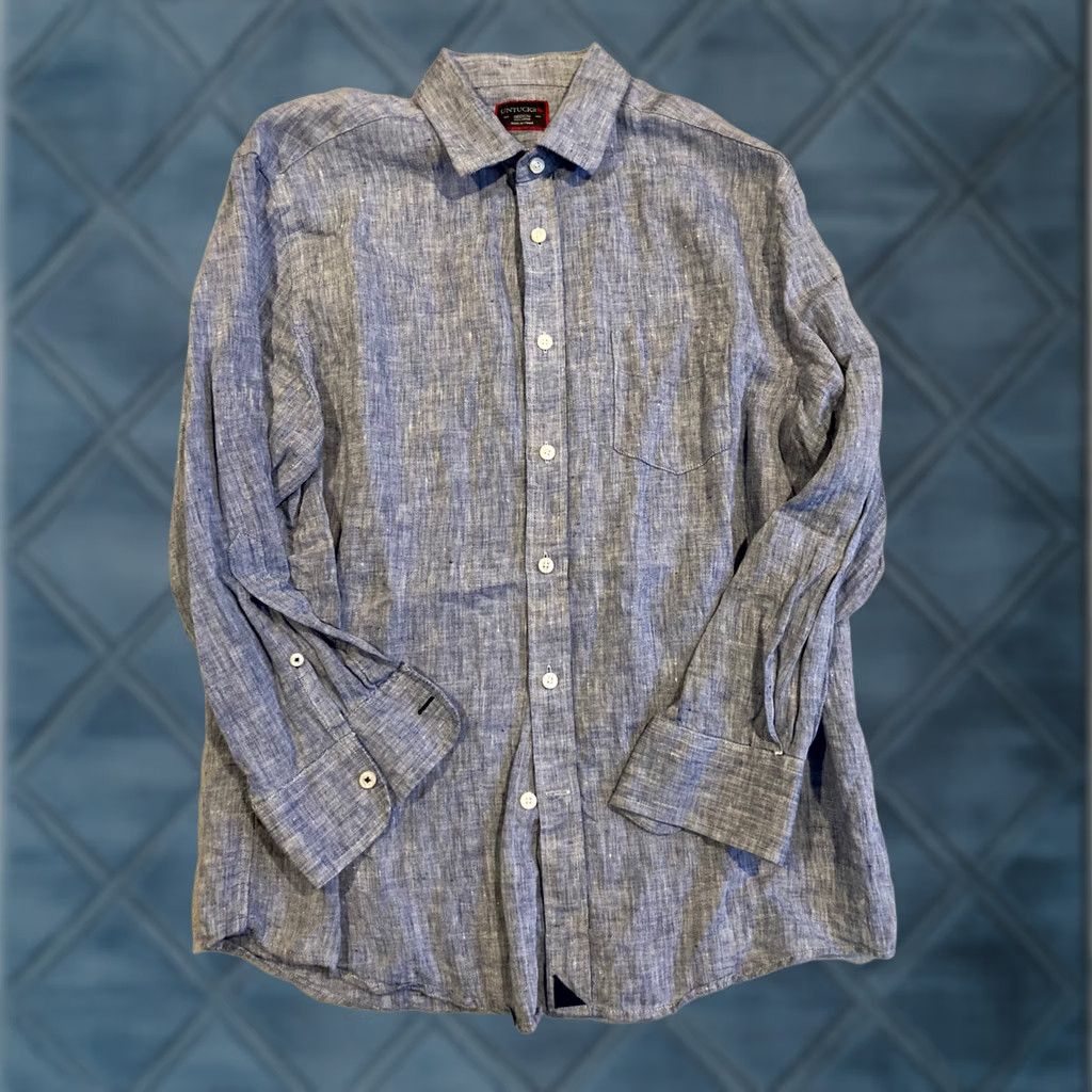 UNTUCKit UNTUCKit Shirt Blue Linen Wrinkle Free Long Sleeve Medium Regular Casual Men’s Button-Down collared Shirt Size US M / EU 48-50 / 2 - 1 Thumbnail