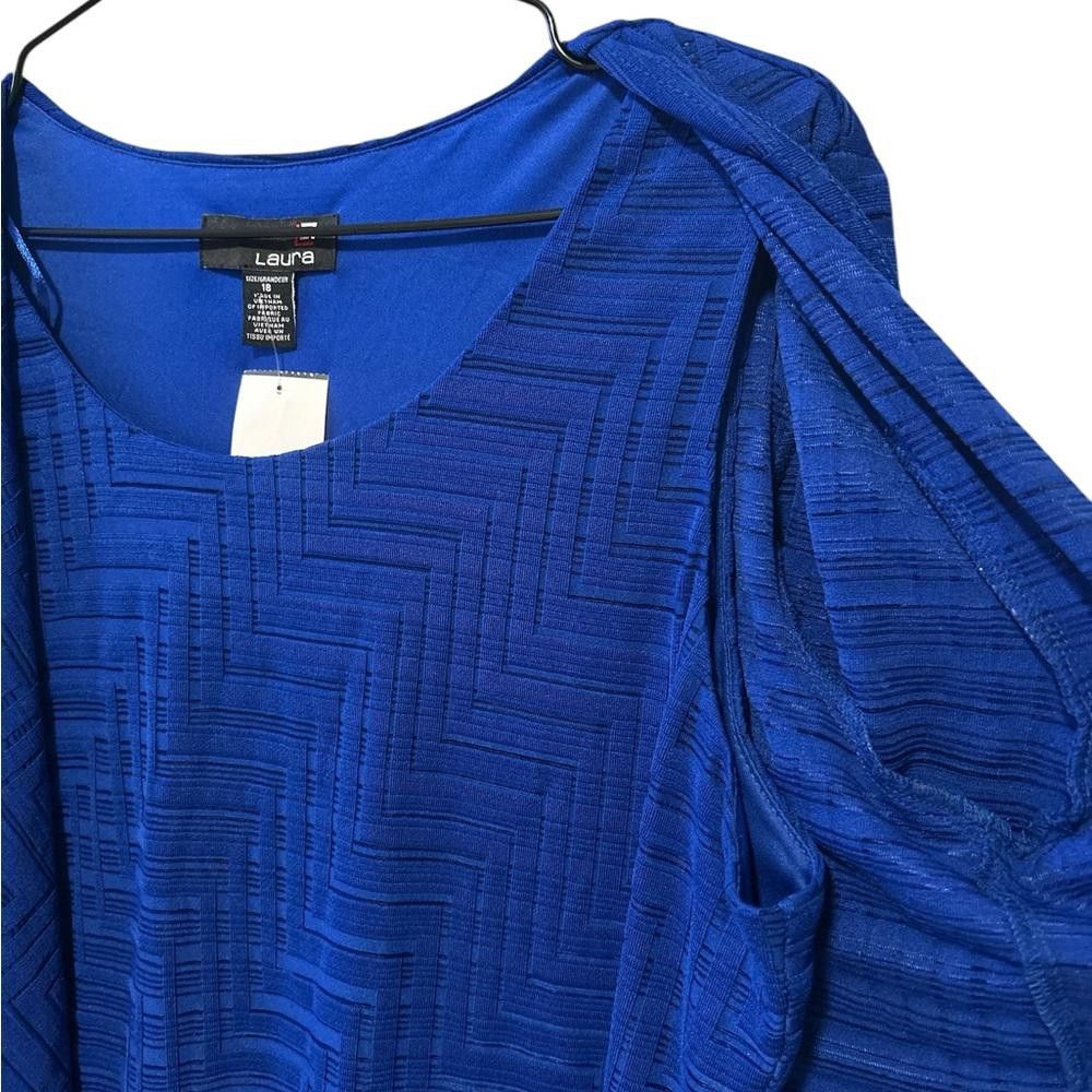 Designer Laura Women's Royal Blue Dress and Cardigan Set - Size 1X Size XL / US 12-14 / IT 48-50 - 2 Thumbnail