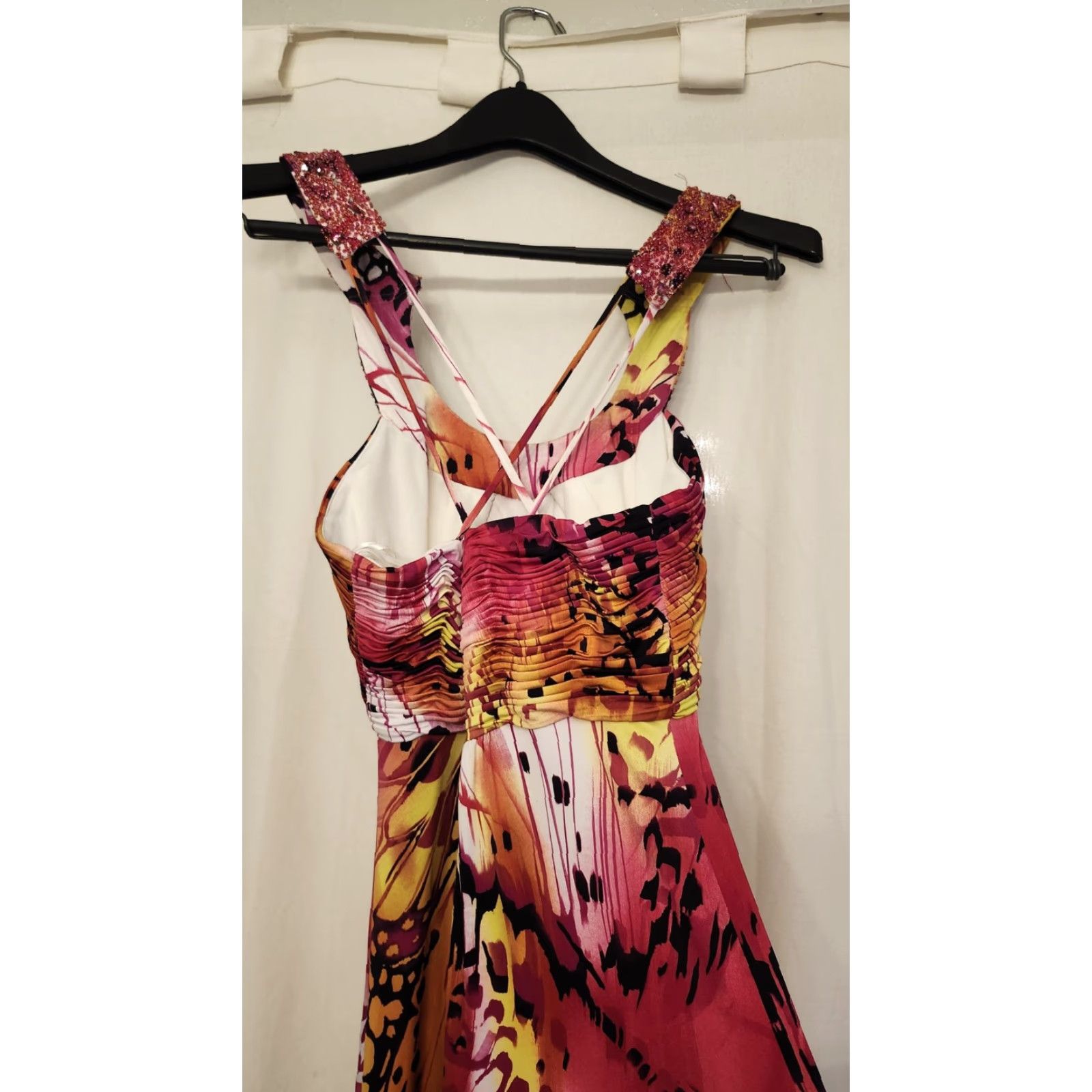 Vintage JS Boutique Dress Womens 10 Beaded Straps Pink Yellow Maxi Evening Formal Gown Size L / US 10 / IT 46 - 6 Thumbnail